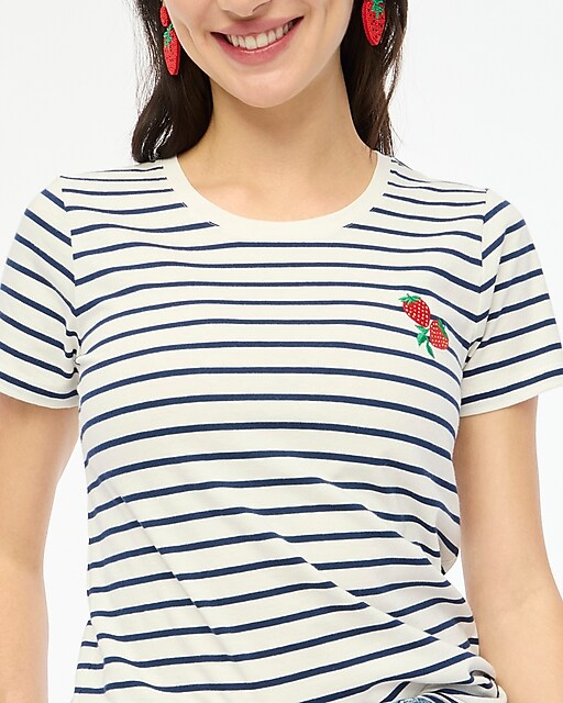 womens Embroidered strawberry graphic tee
