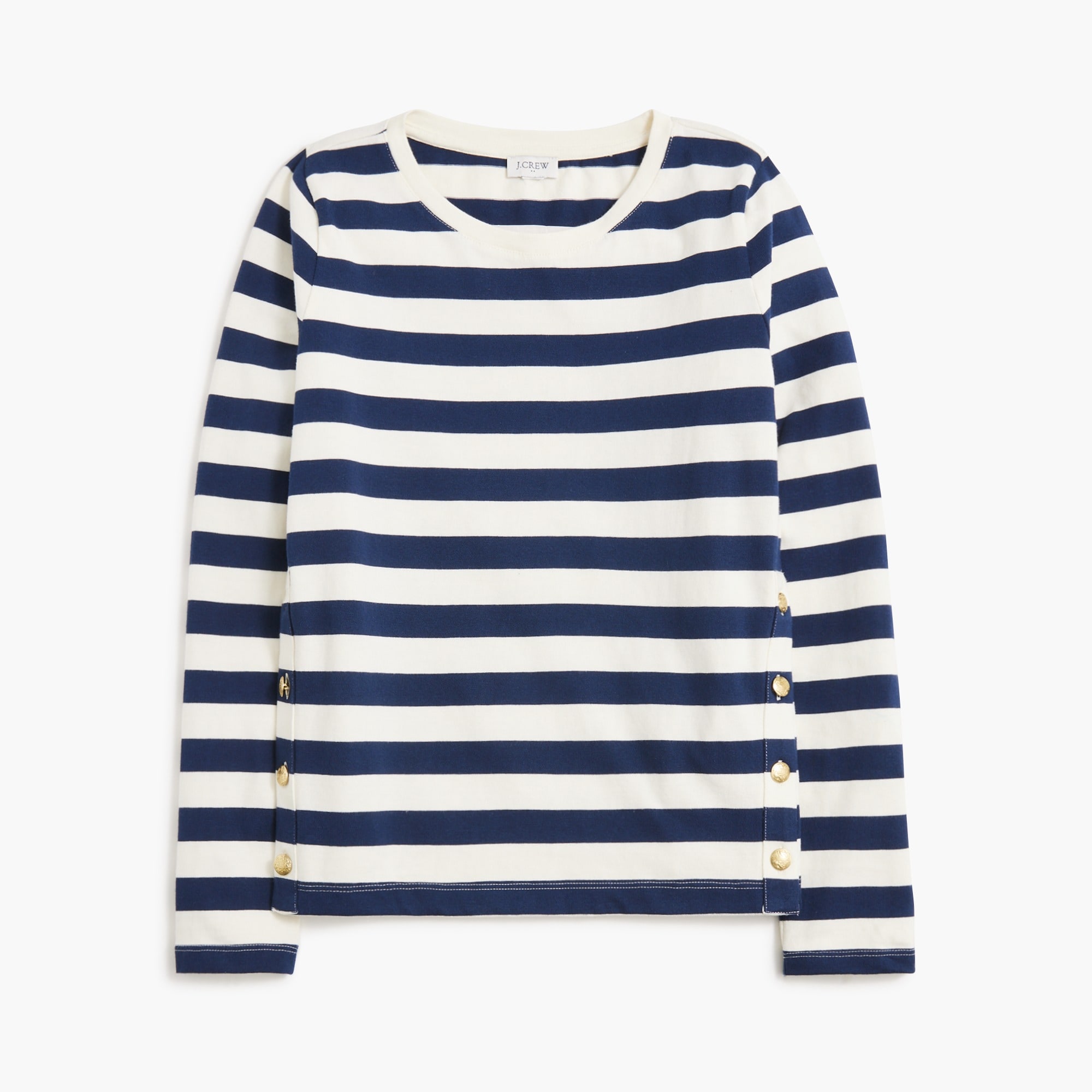 striped button-side tee for women