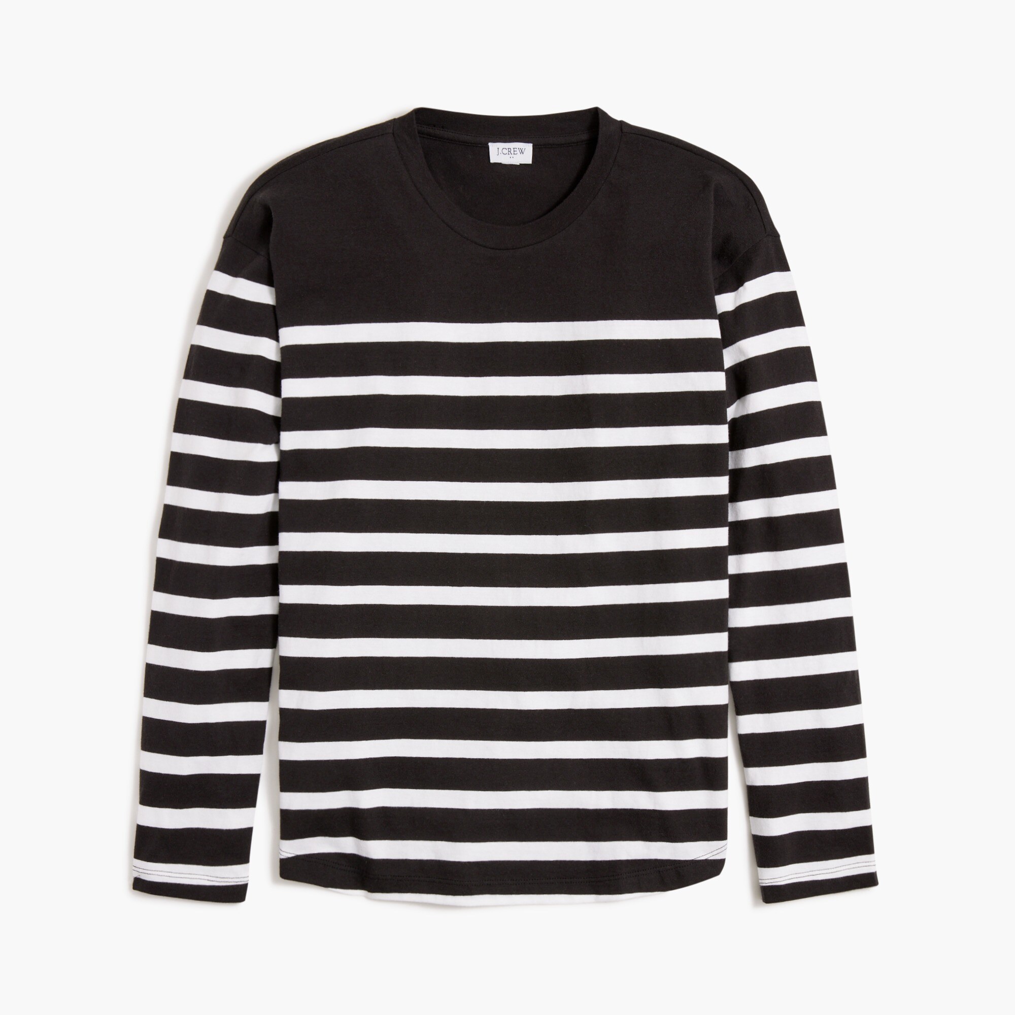 striped tee with curved hem for women