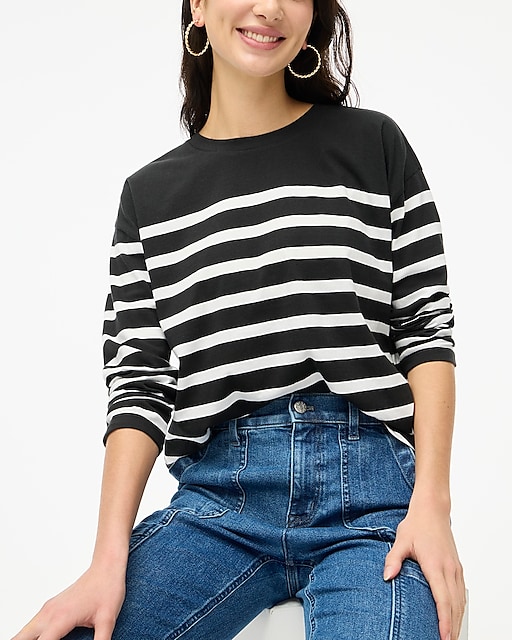 womens Striped tee with curved hem