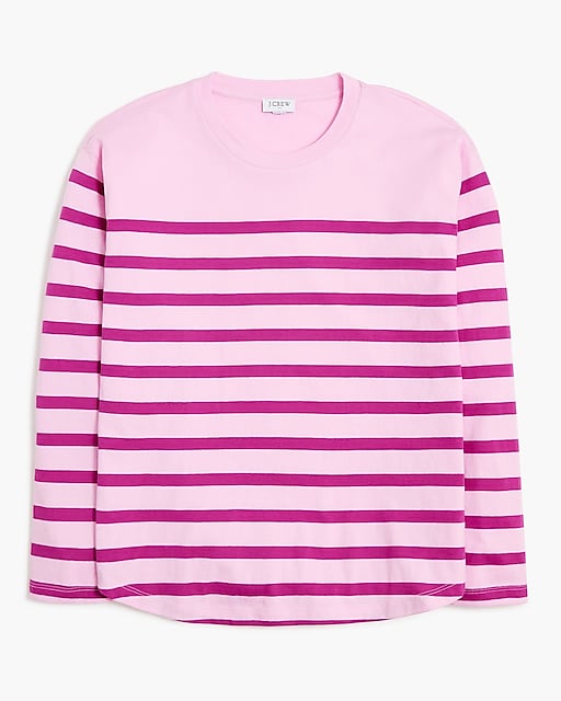  Striped tee with curved hem