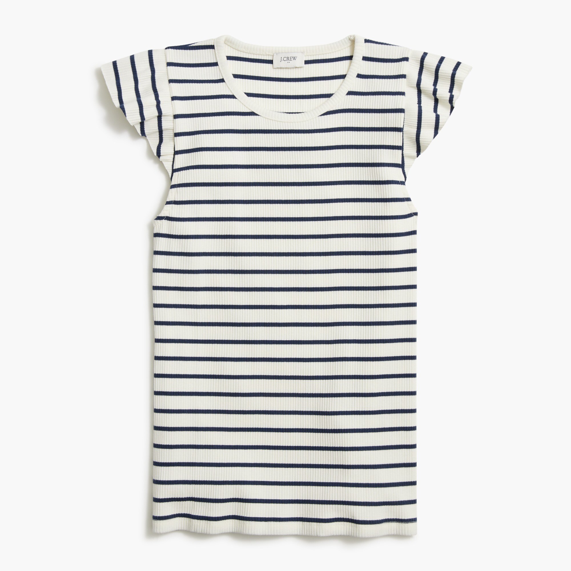 striped ribbed ruffle tank top for women