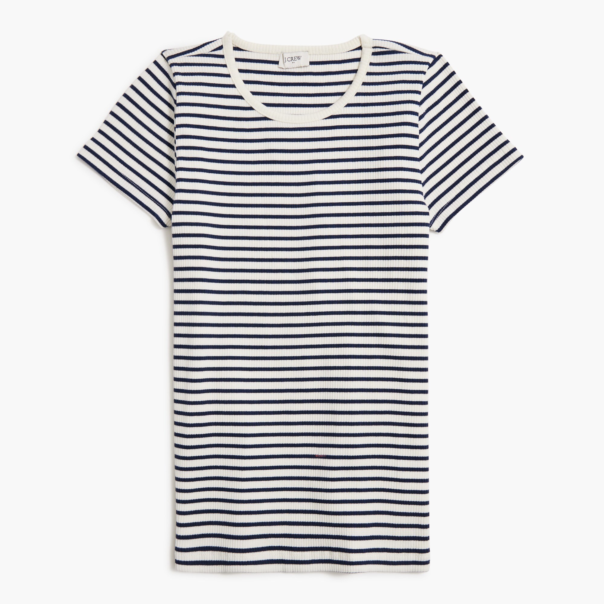 striped ribbed crewneck tee for women