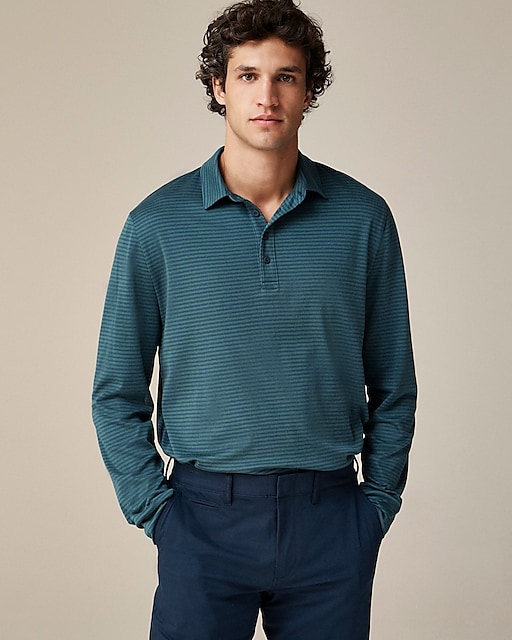 mens Long-sleeve performance polo shirt with COOLMAX&reg; technology