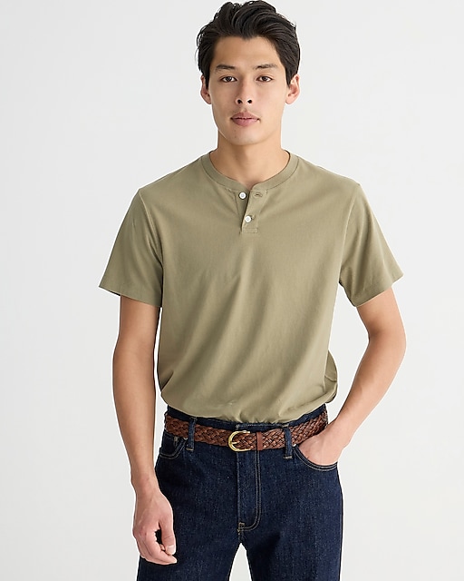  Tall short-sleeve sueded cotton henley