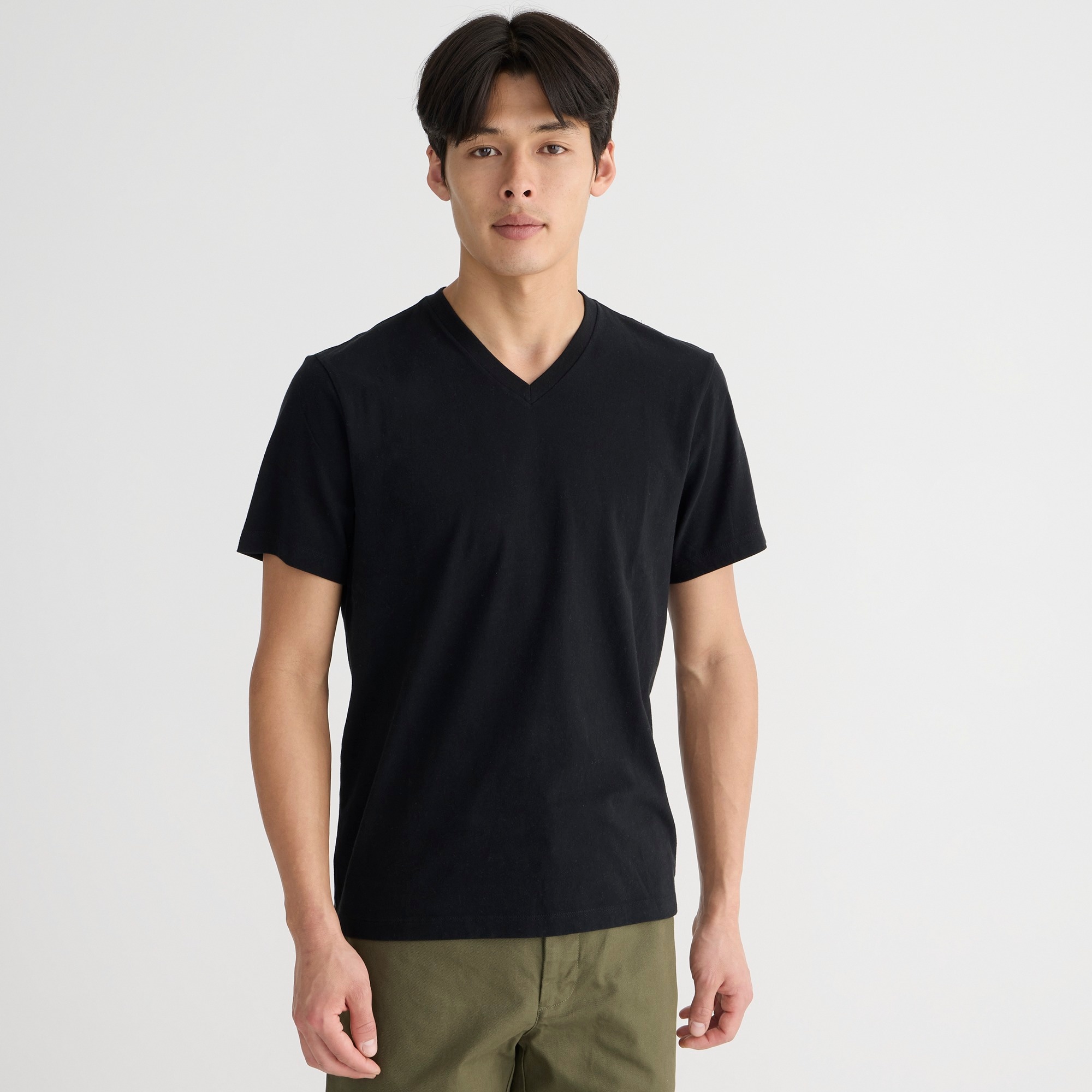 mens Sueded cotton V-neck T-shirt