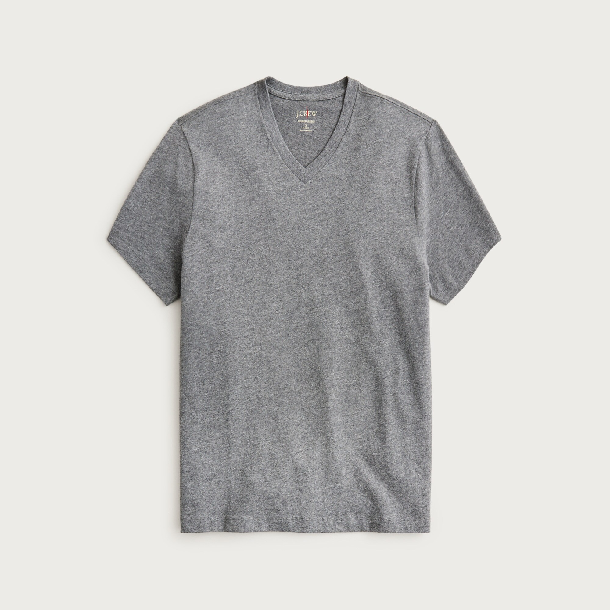  Sueded cotton V-neck T-shirt