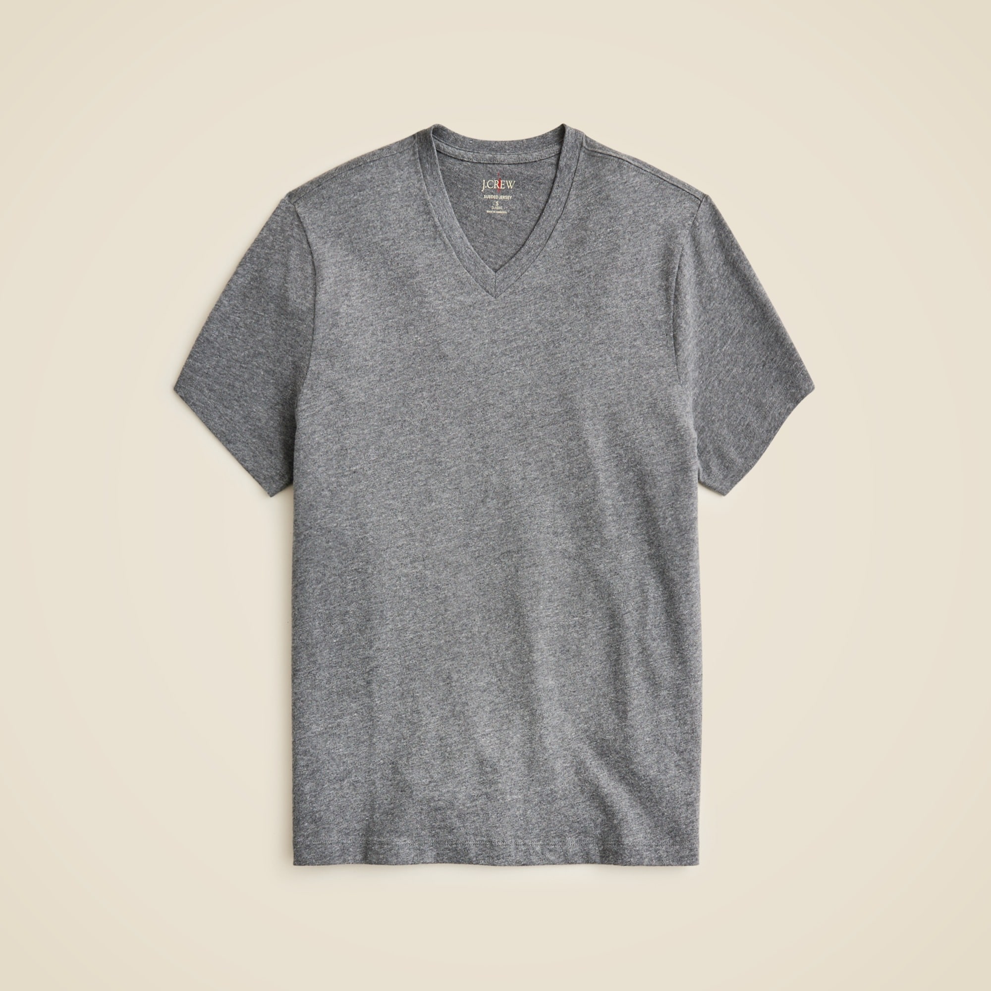 mens Sueded cotton V-neck T-shirt