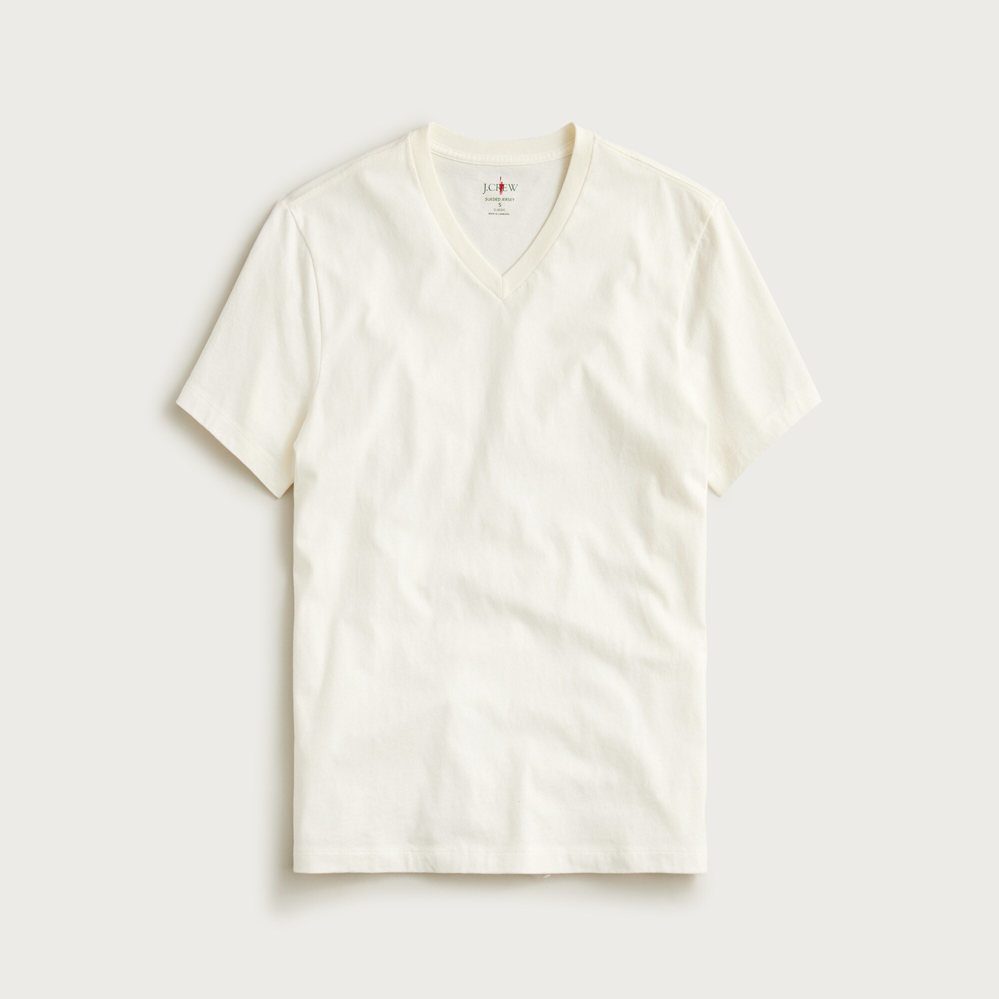 Sueded cotton V-neck T-shirt