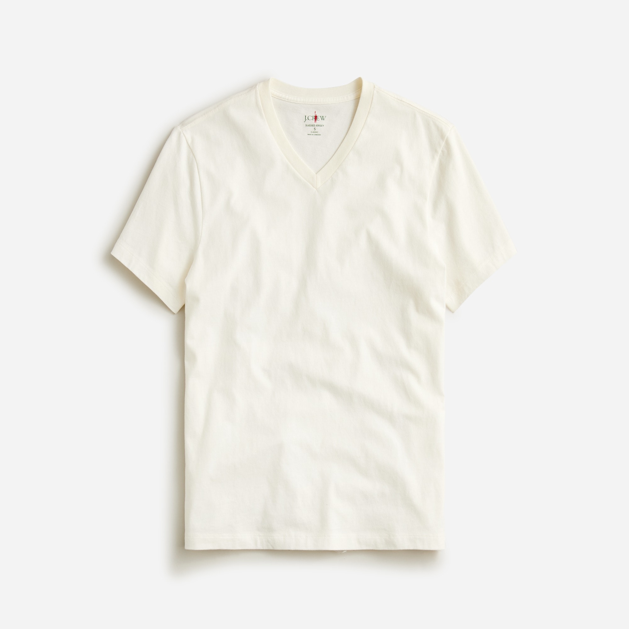 mens Sueded cotton V-neck T-shirt