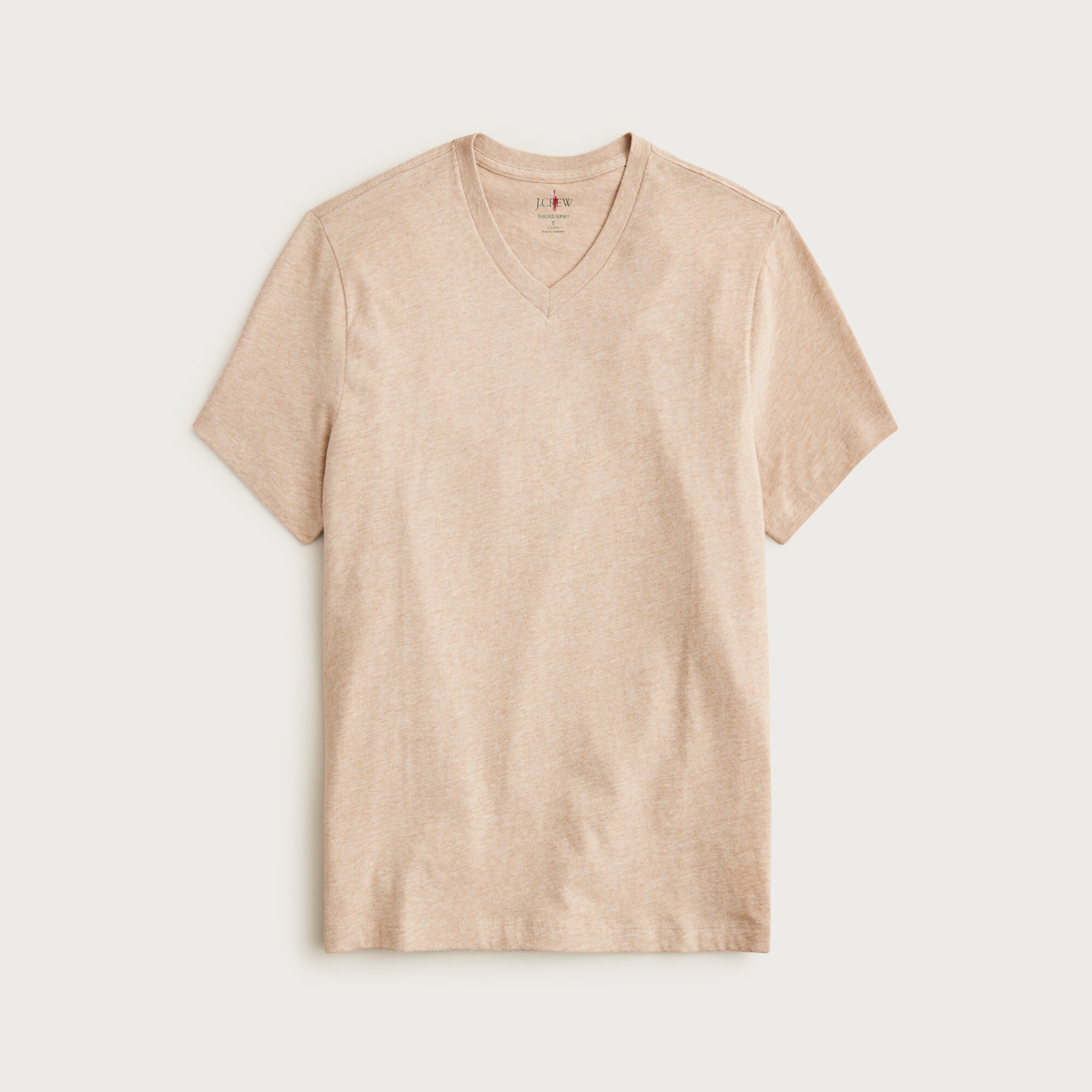 Sueded cotton V-neck T-shirt