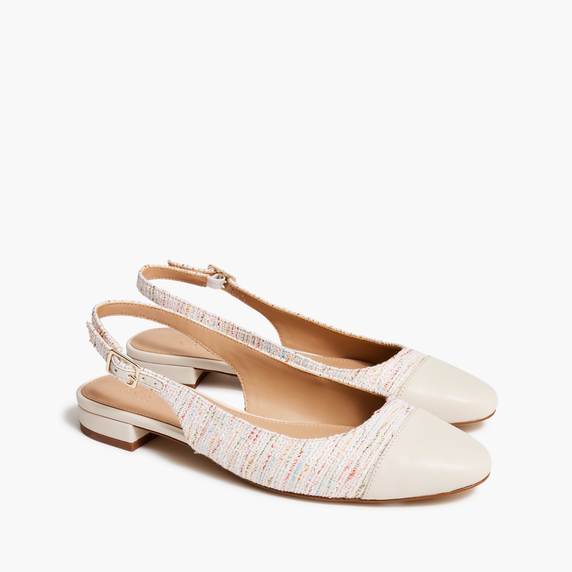 tweed slingbacks with cap toe for women