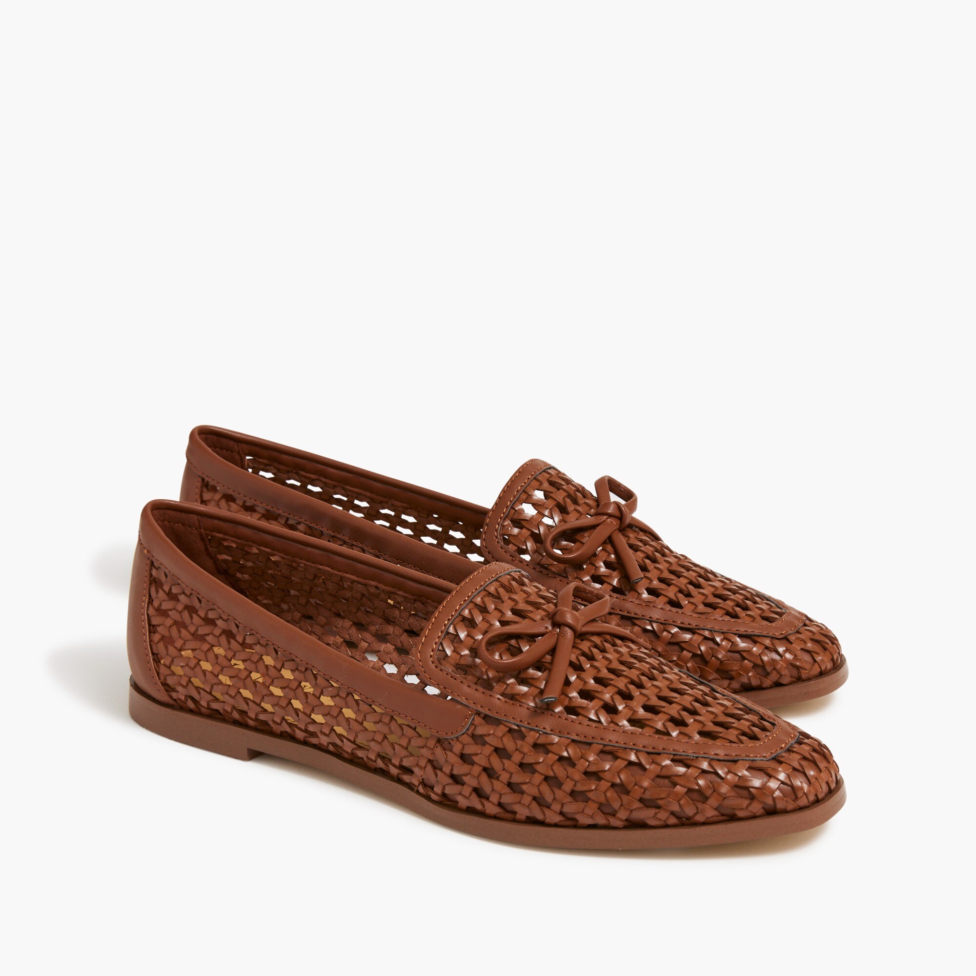 Woven bow loafers