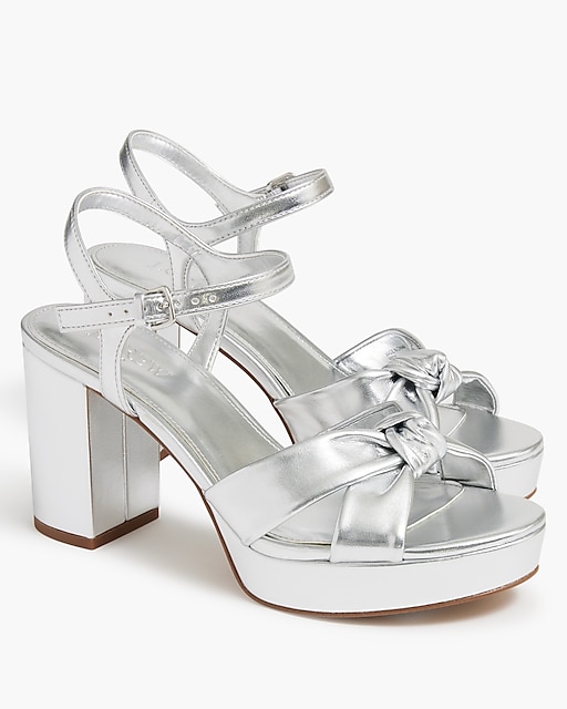  Bow platform heeled sandals