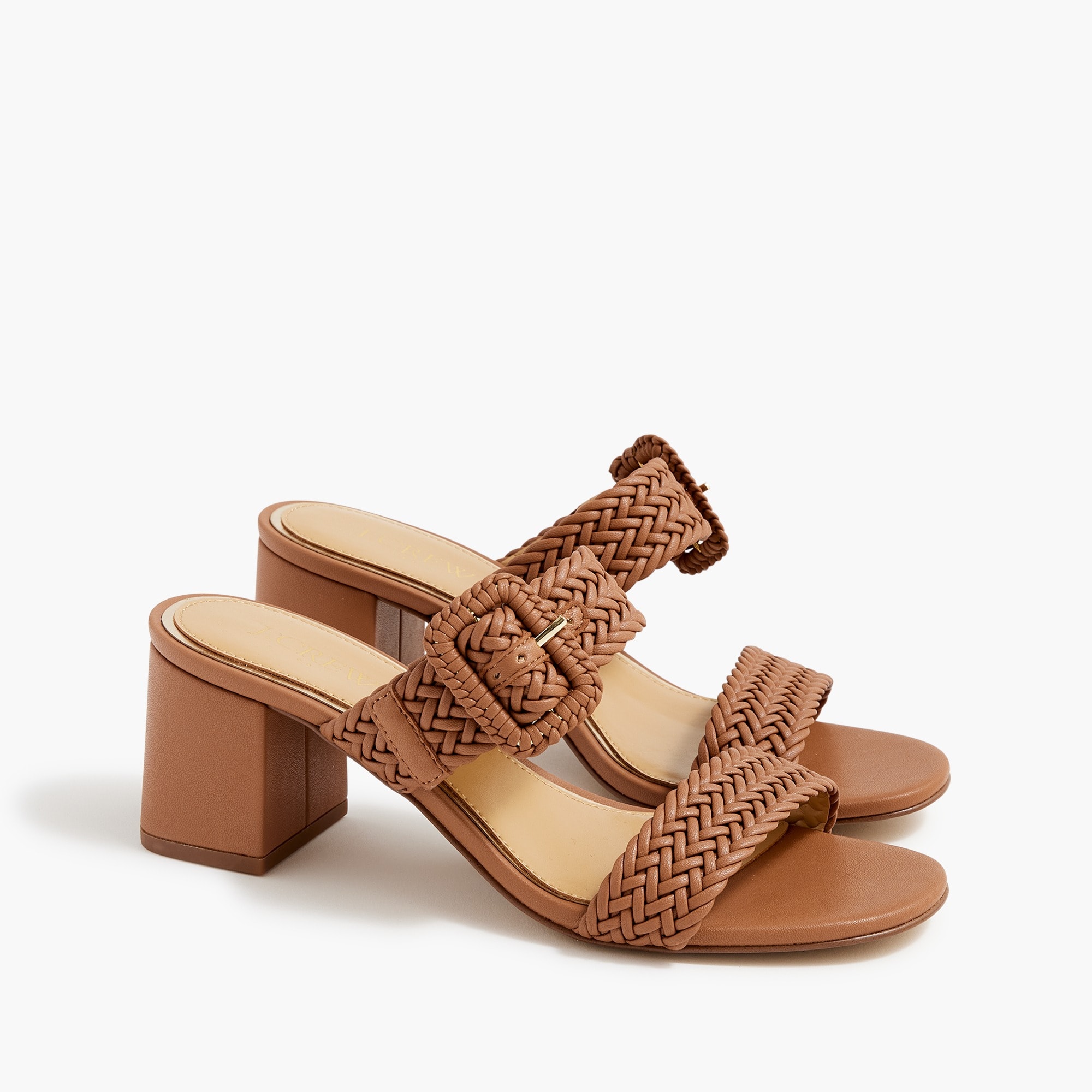 womens Braided buckle-strap mules