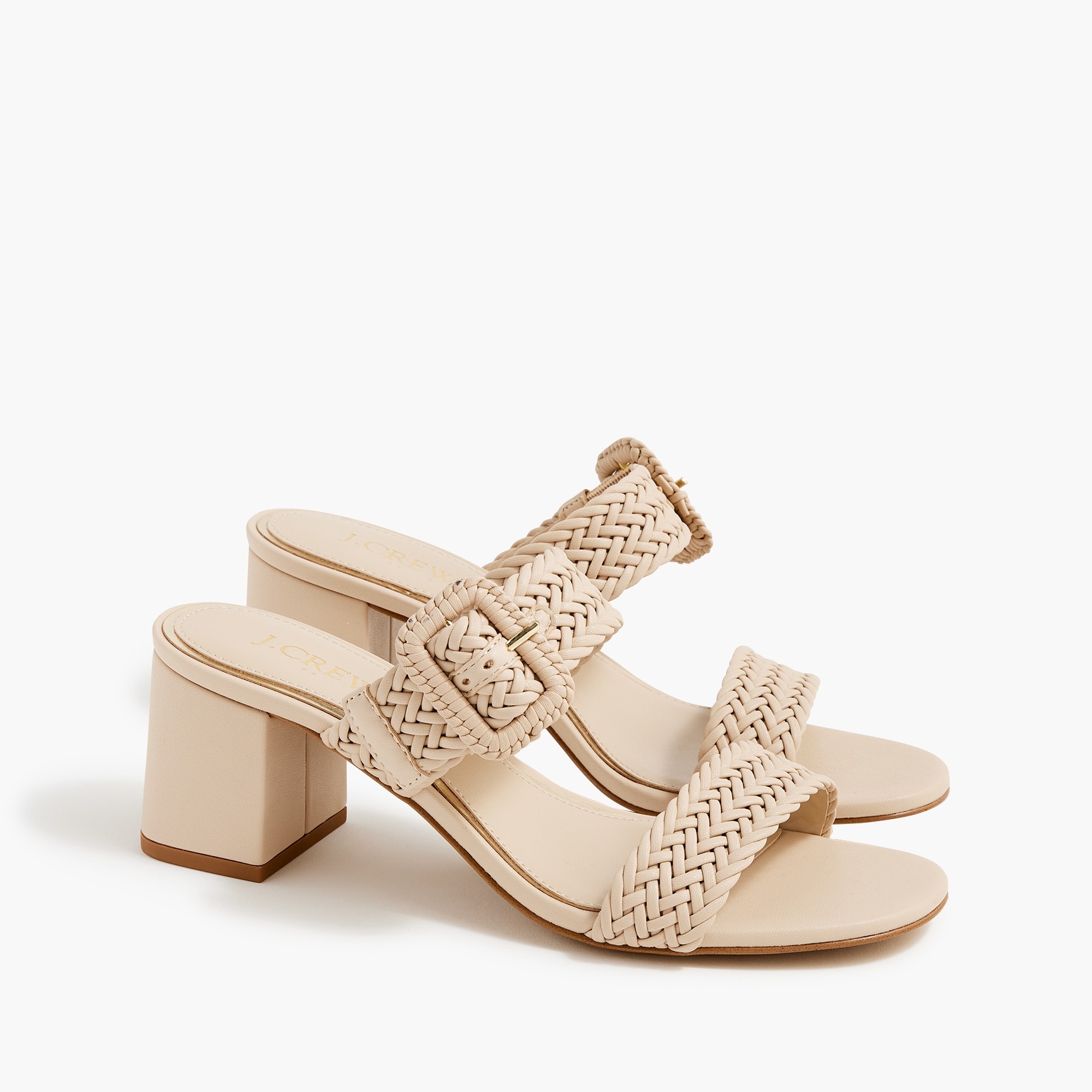 womens Braided buckle-strap mules