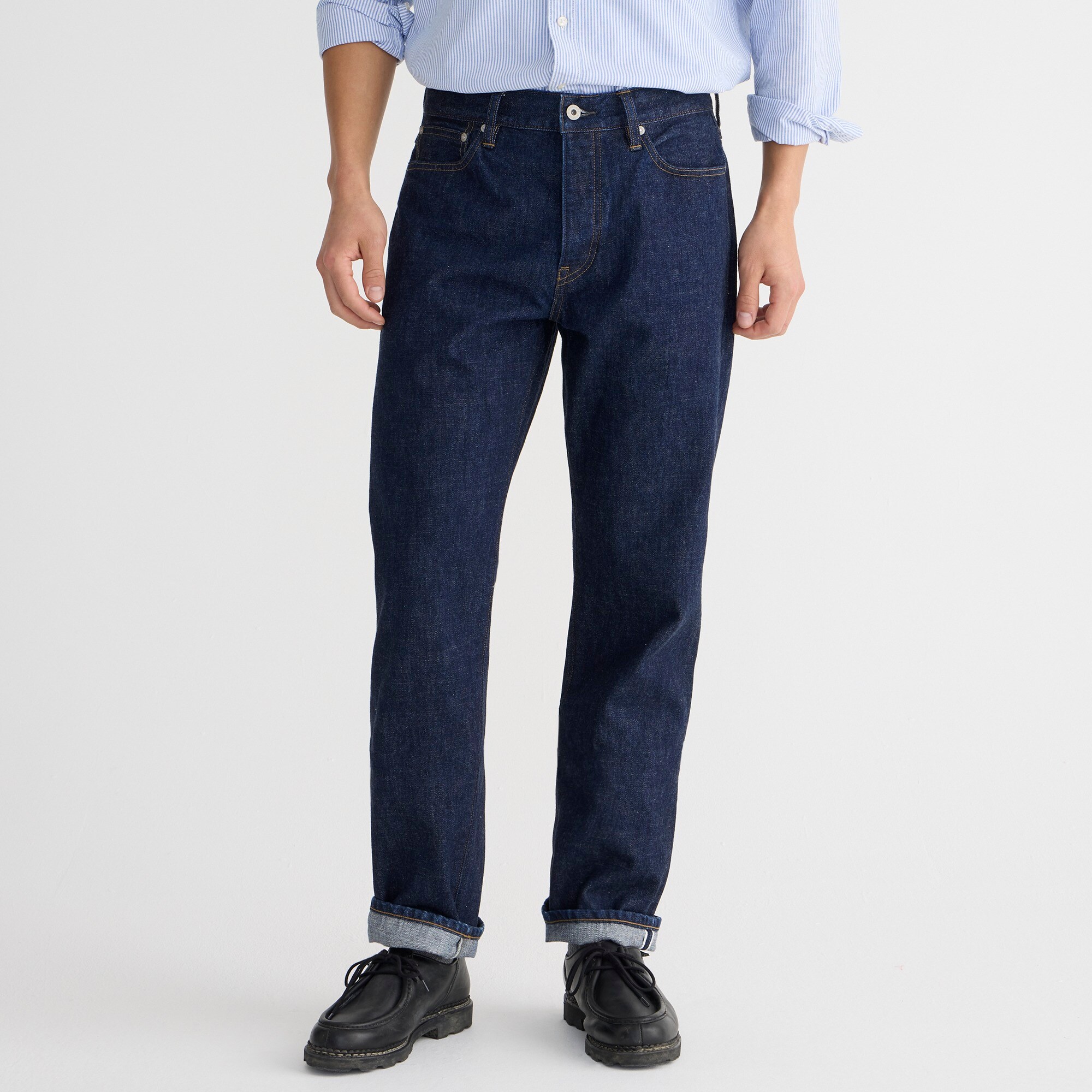 mens Wallace &amp; Barnes straight-fit jean in Japanese selvedge denim