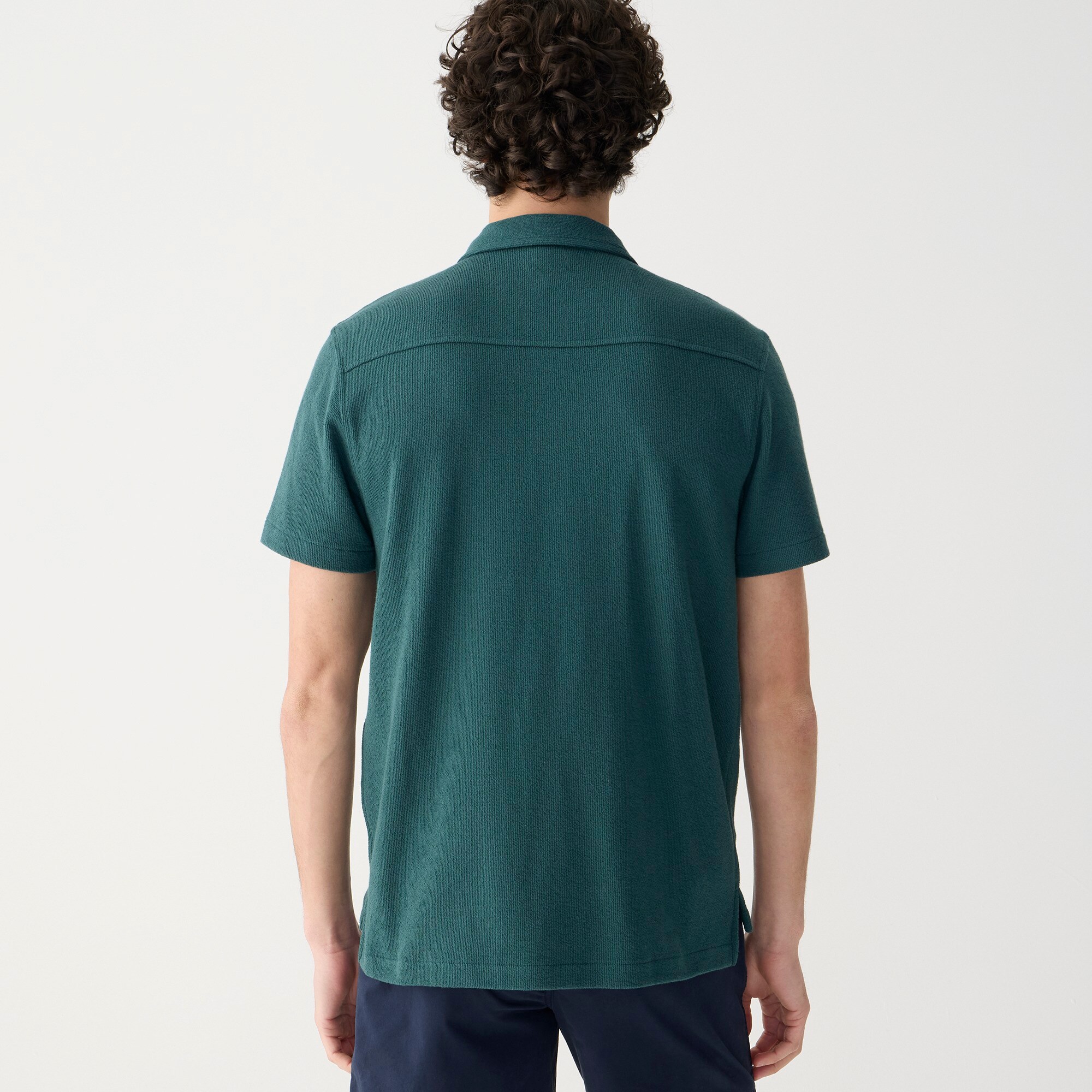 Textured camp-collar sweater-tee