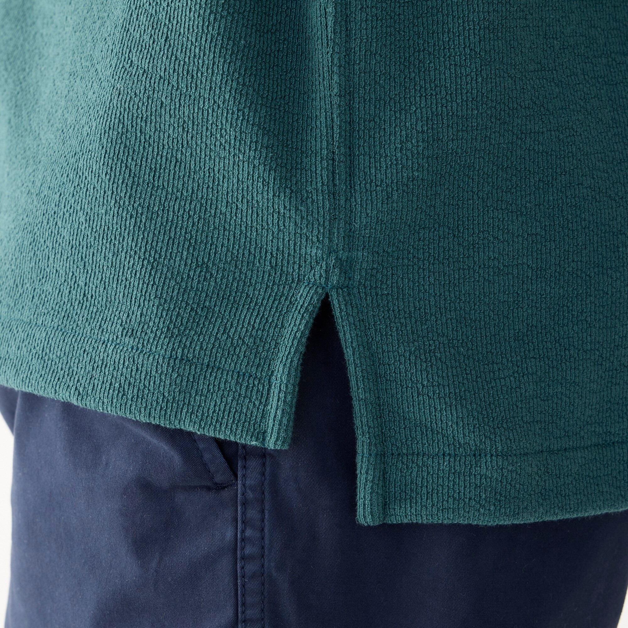 Textured camp-collar sweater-tee