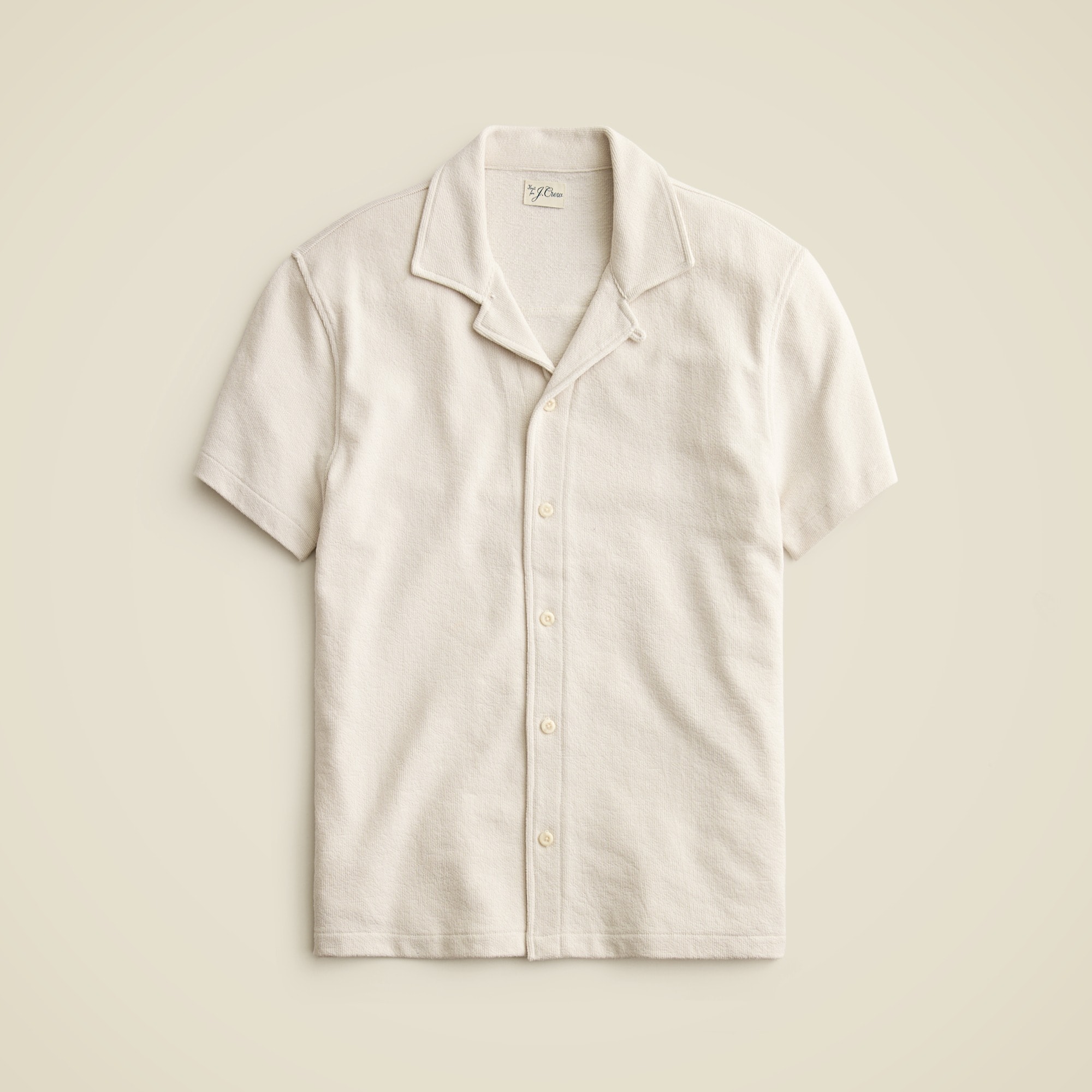 Textured camp-collar sweater-tee