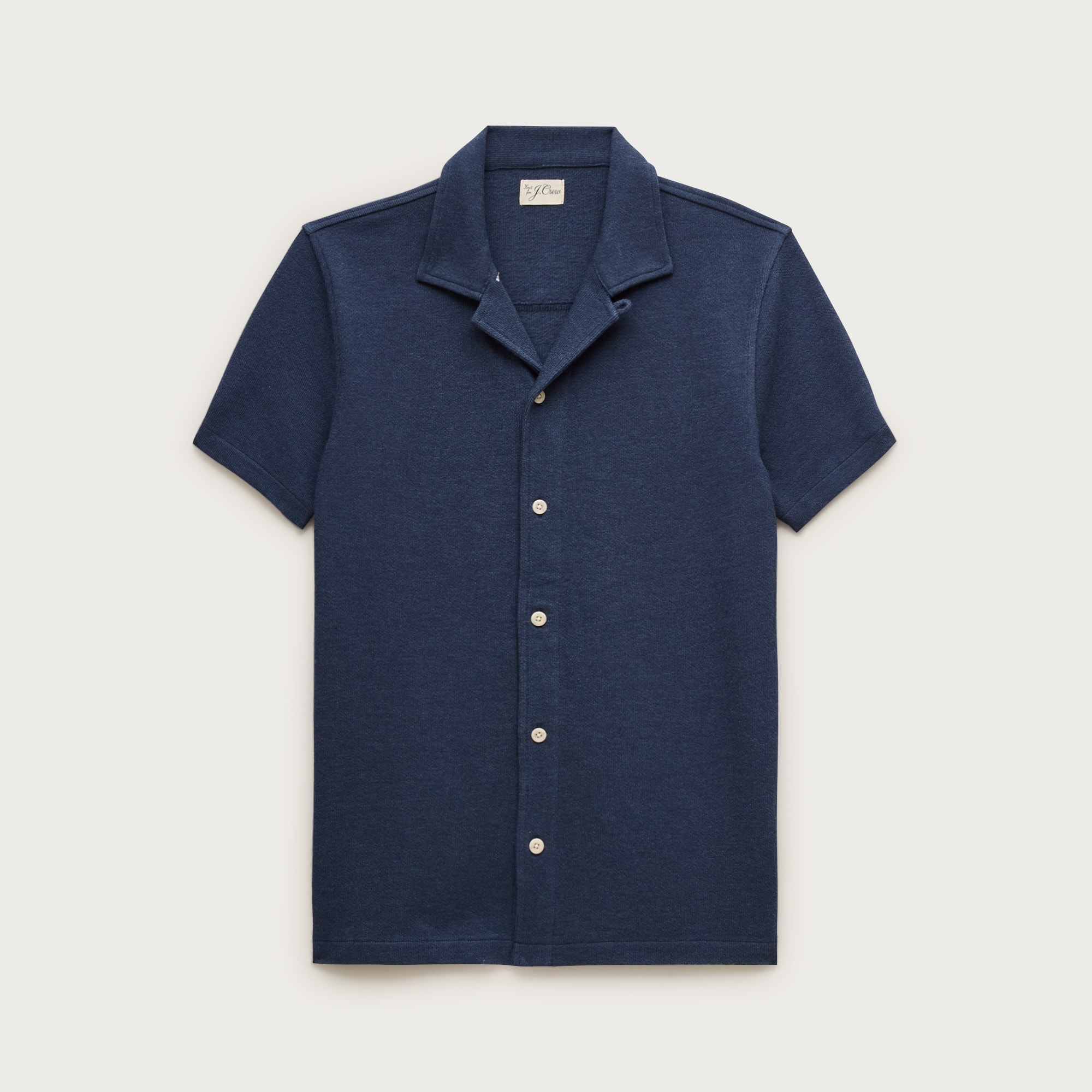 Textured camp-collar sweater-tee