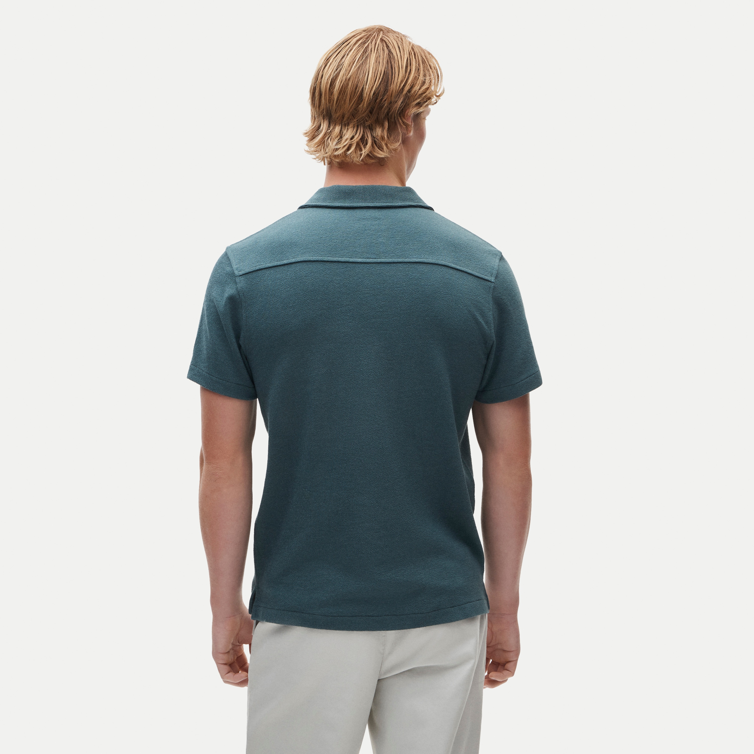 Textured camp-collar knit shirt