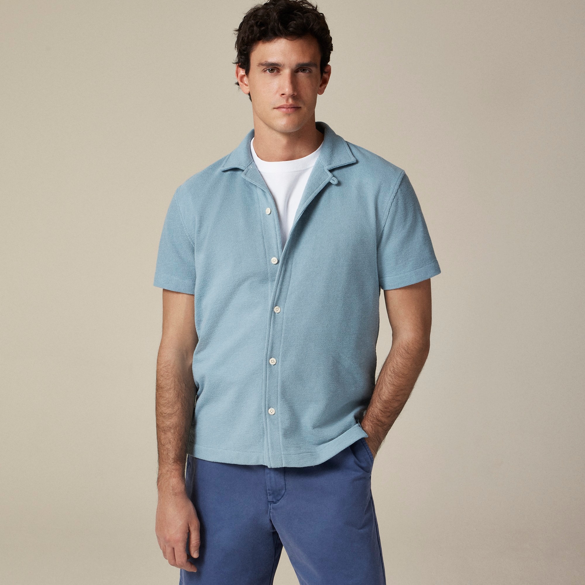 mens Textured camp-collar sweater-tee
