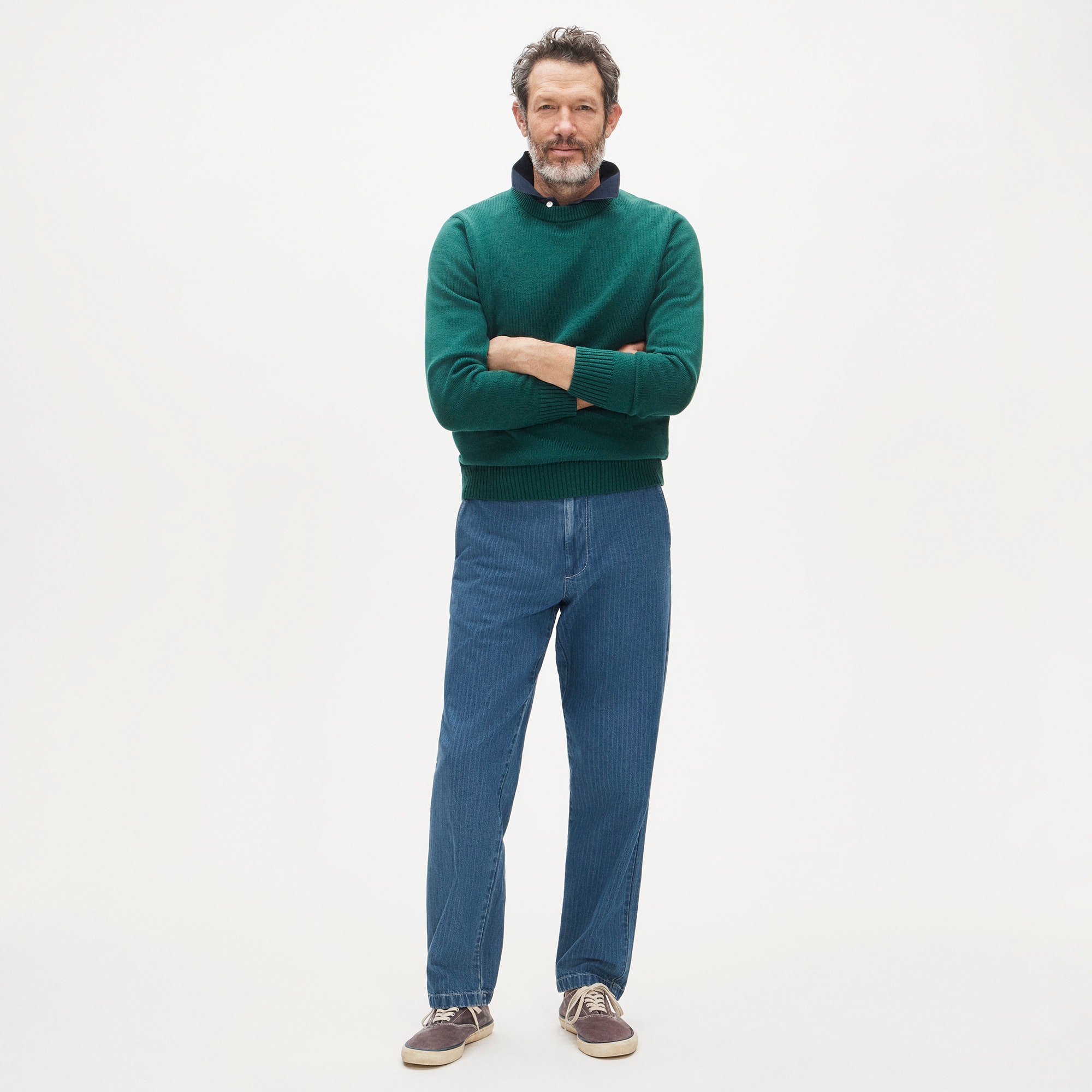 Classic Chino In Dobby Indigo Stripe For Men | J.Crew