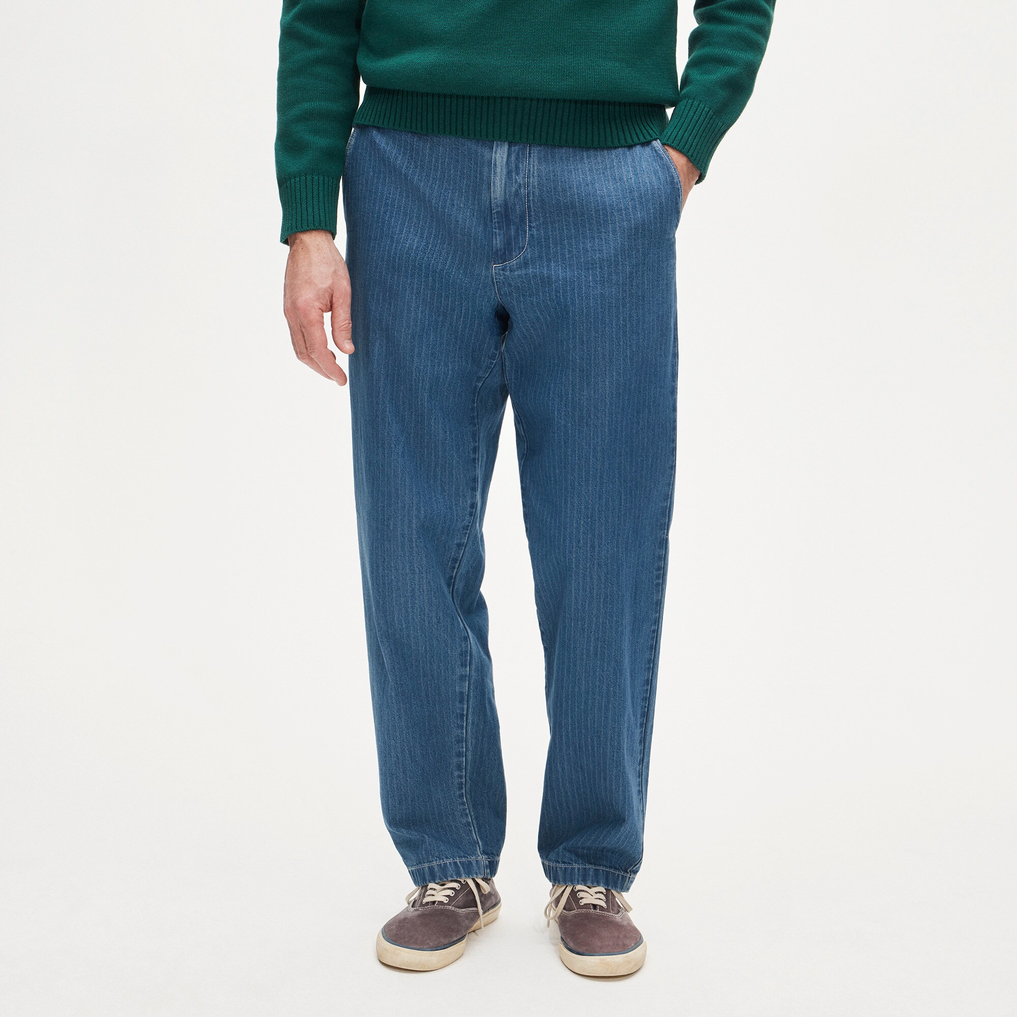 Classic Chino In Dobby Indigo Stripe For Men | J.Crew
