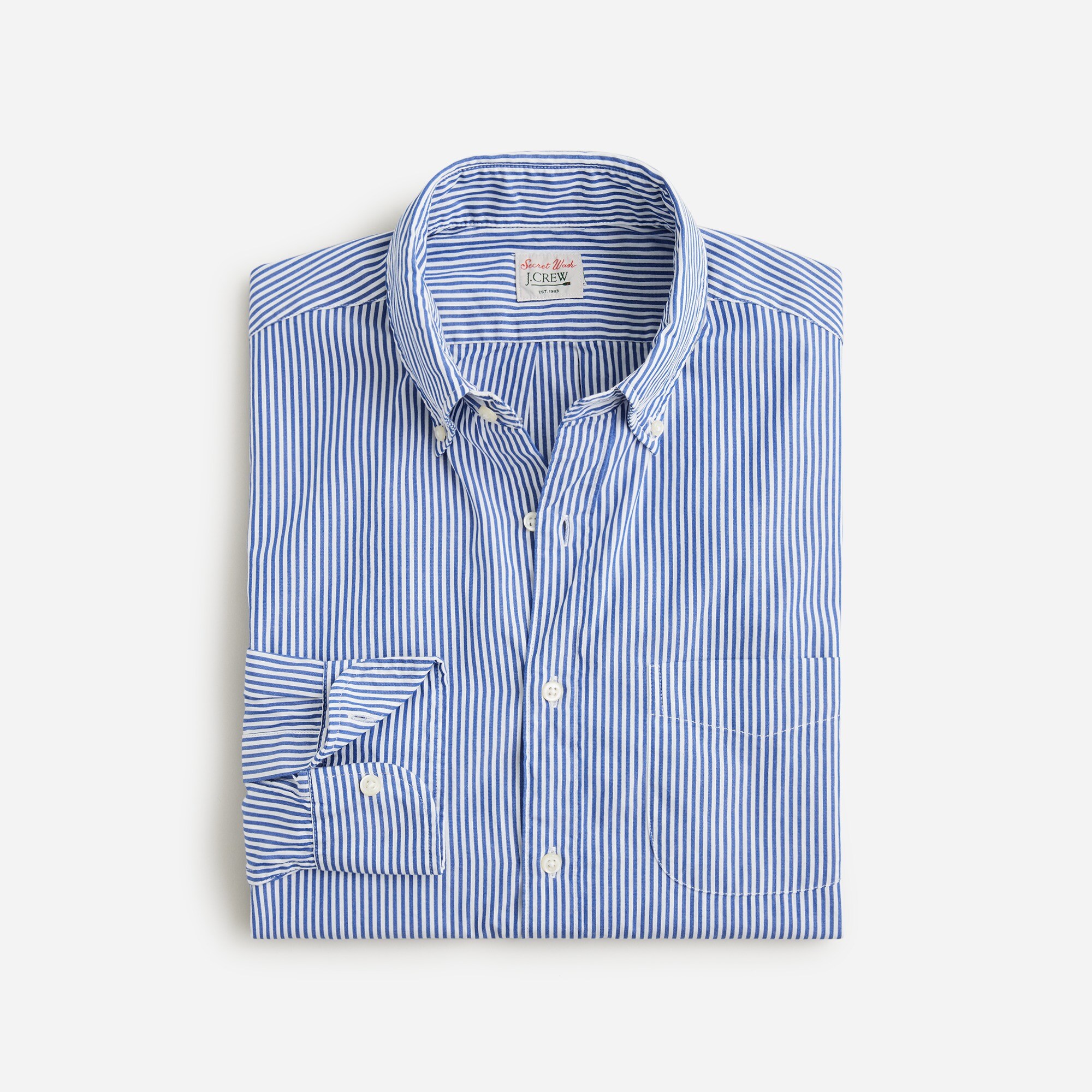 mens Relaxed Secret Wash cotton poplin shirt in stripe
