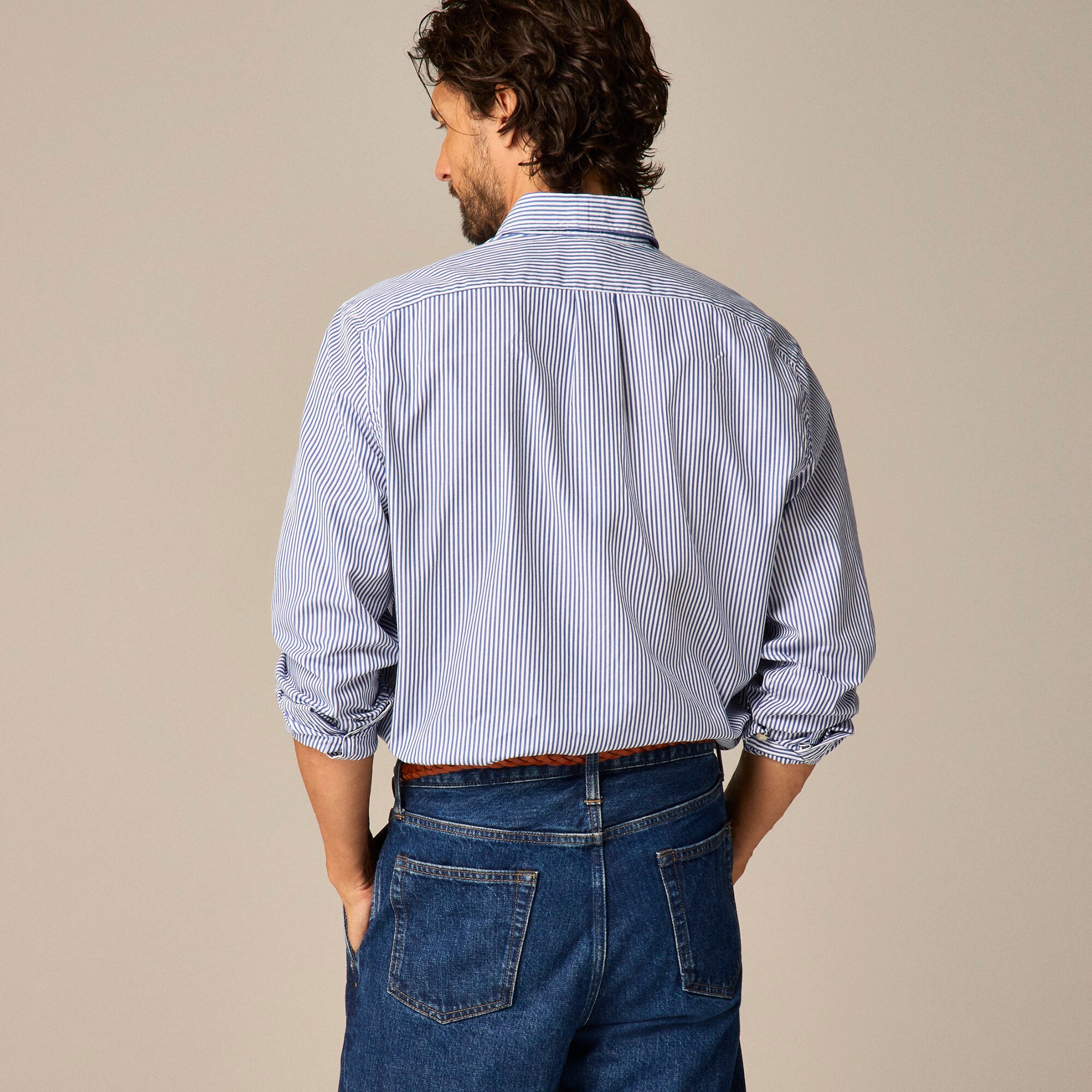Secret Wash Cotton Poplin Shirt In Stripe For Men | J.Crew