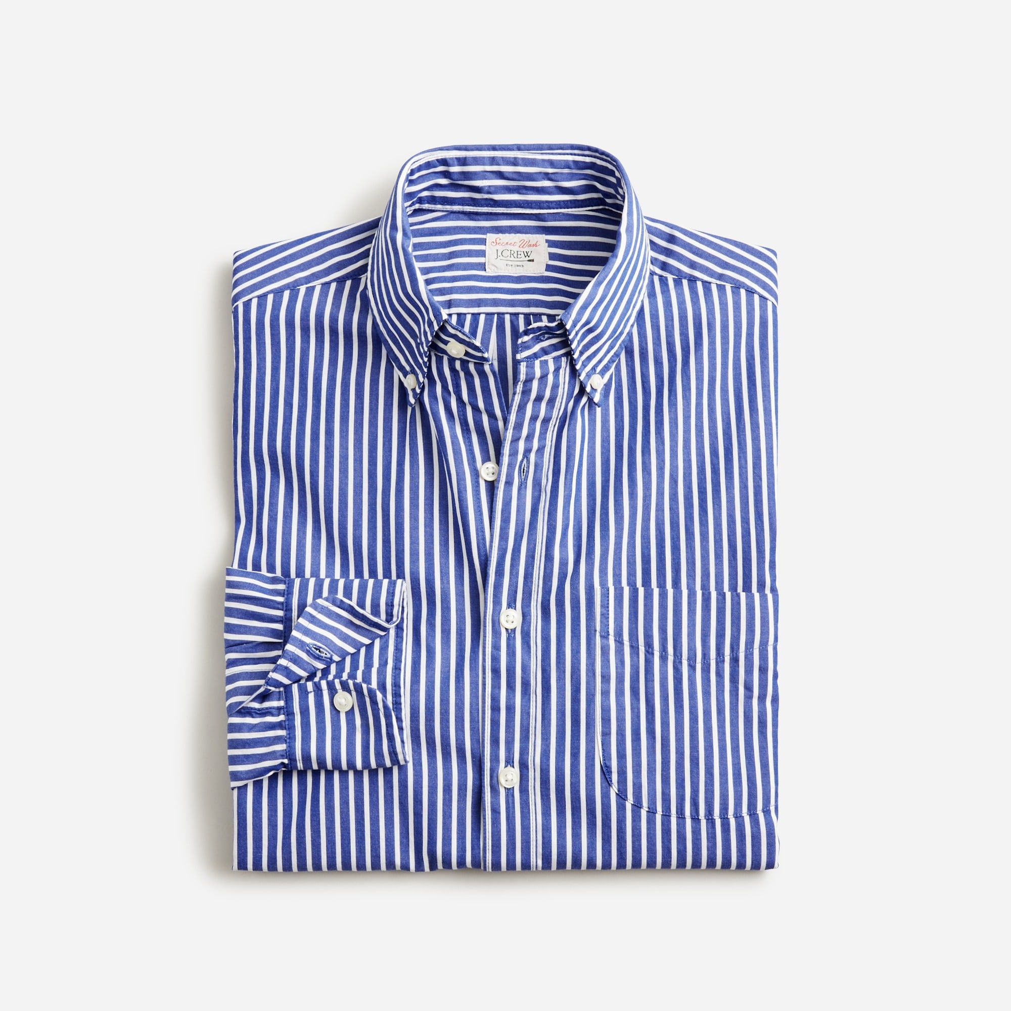 mens Secret Wash cotton poplin shirt in stripe