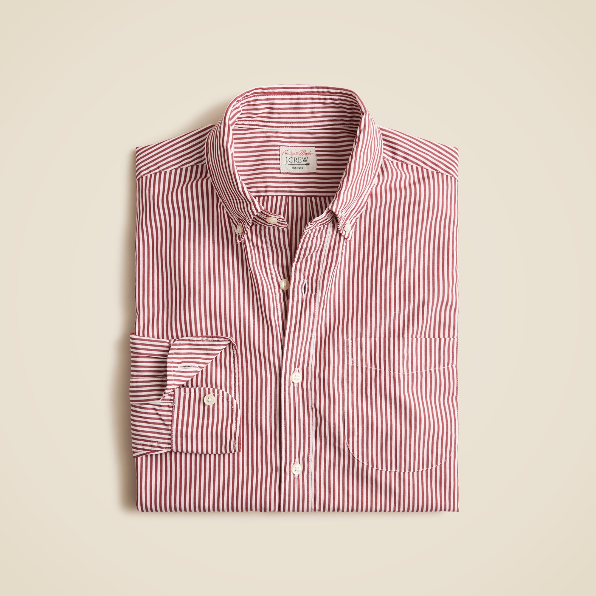 mens Slim Secret Wash cotton poplin shirt in stripe