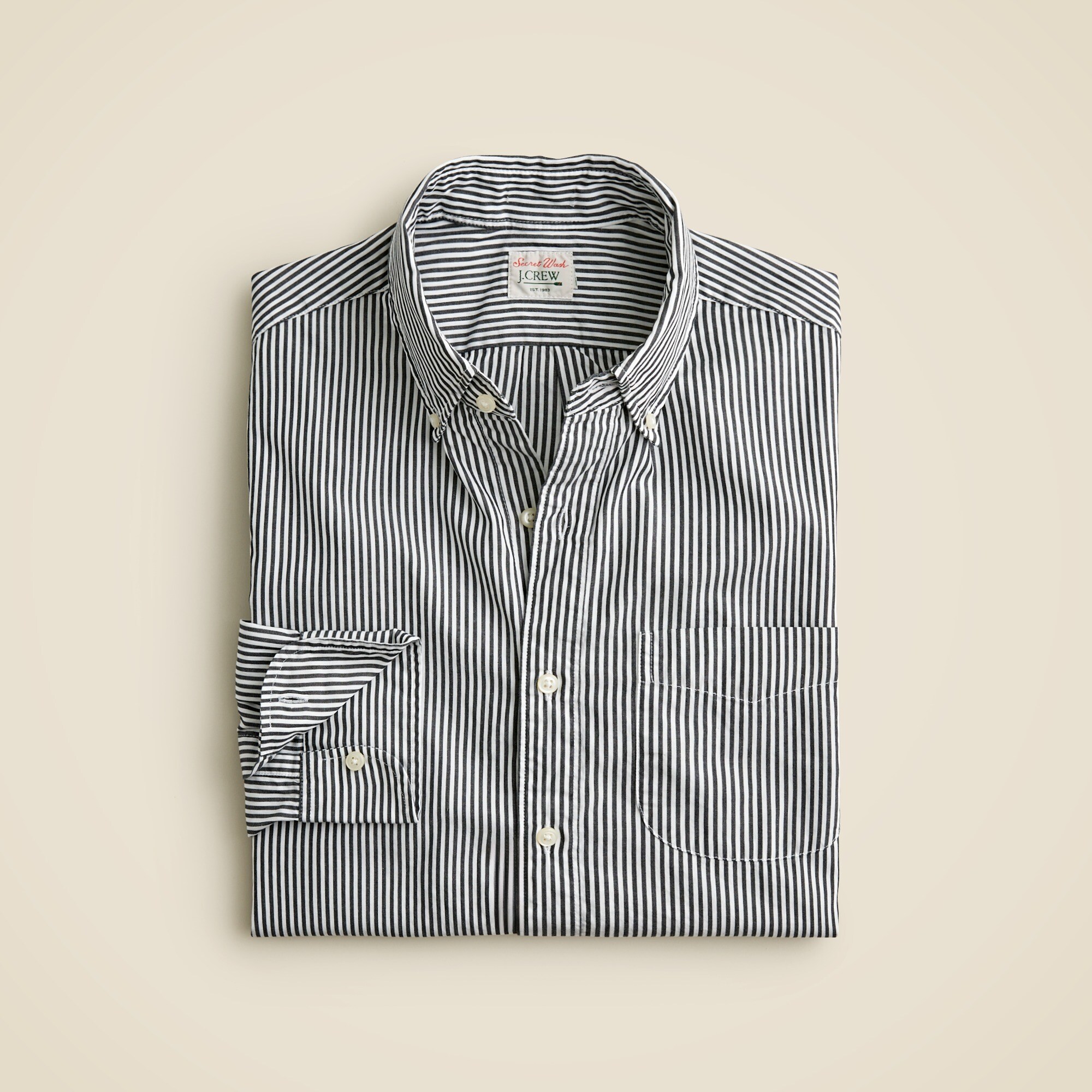 mens Slim Secret Wash cotton poplin shirt in stripe