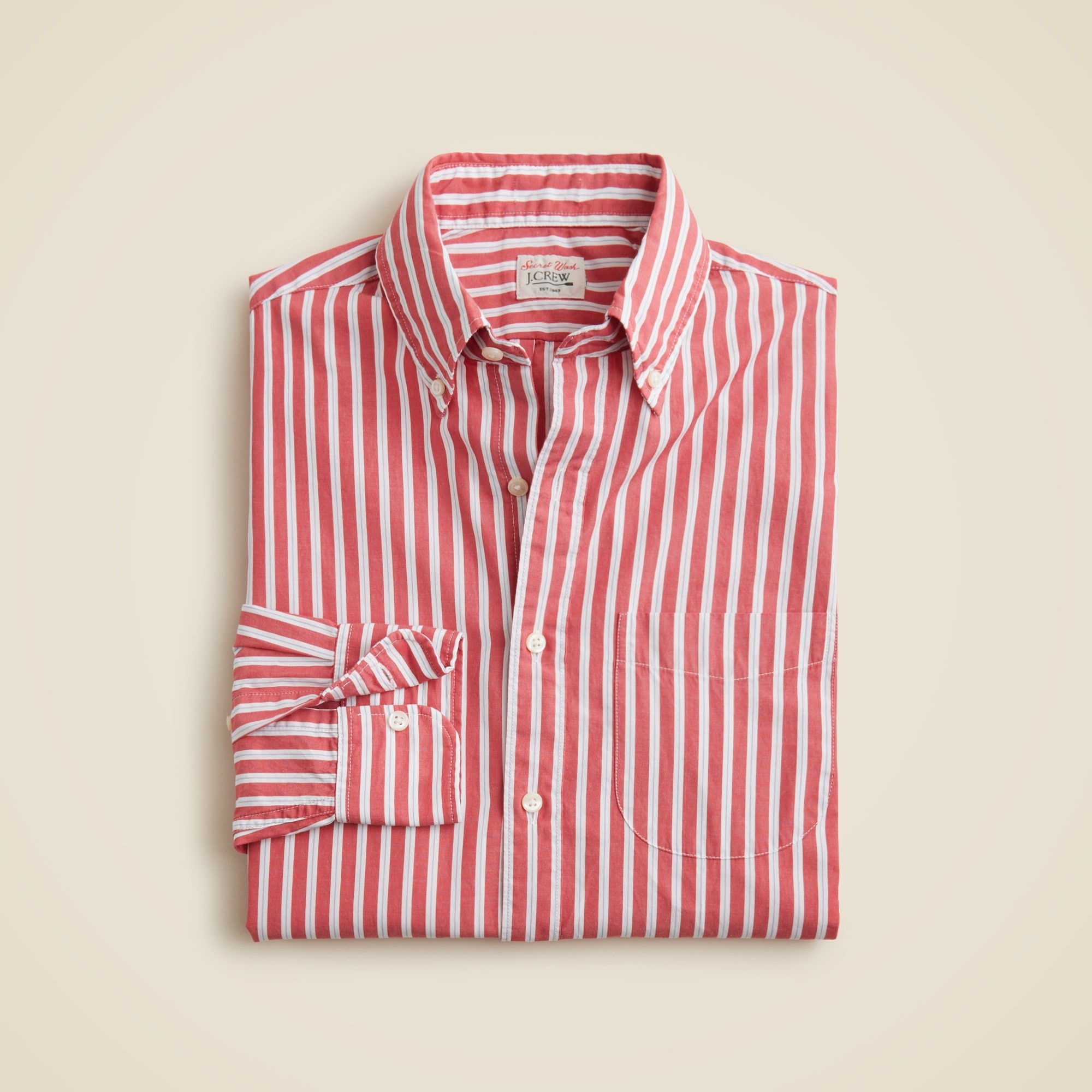 mens Secret Wash cotton poplin shirt in stripe