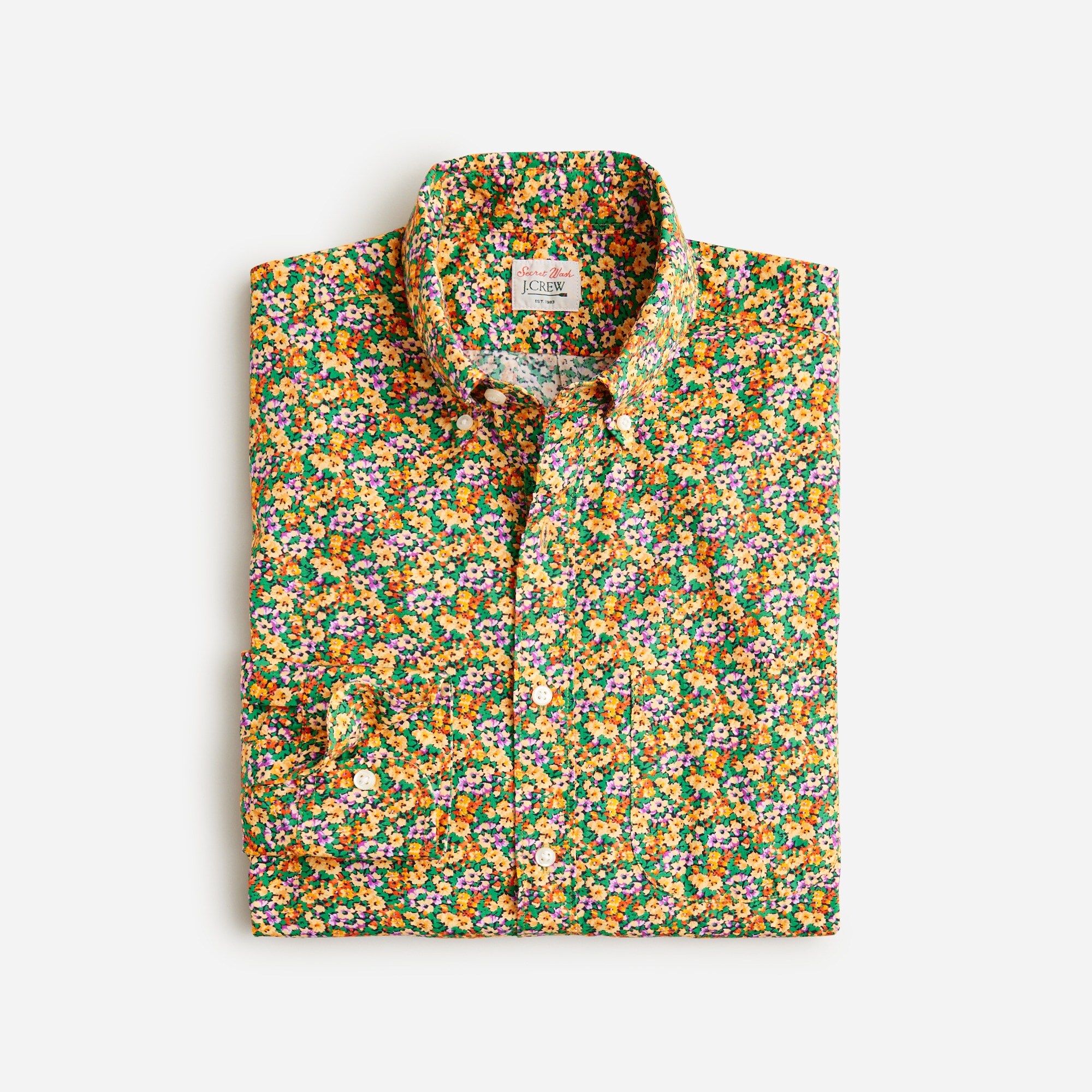  Slim Secret Wash cotton poplin shirt in print