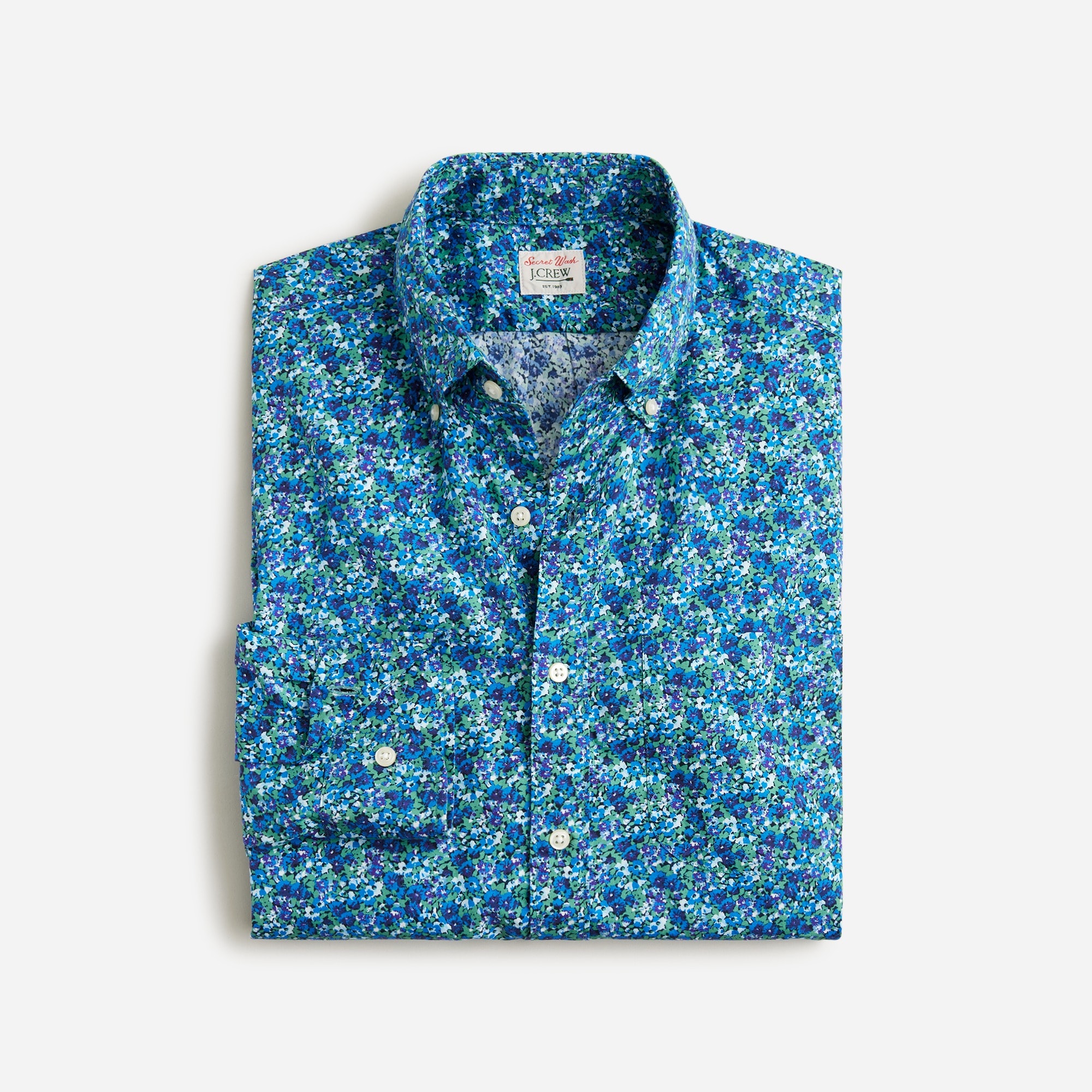  Secret Wash cotton poplin shirt in print
