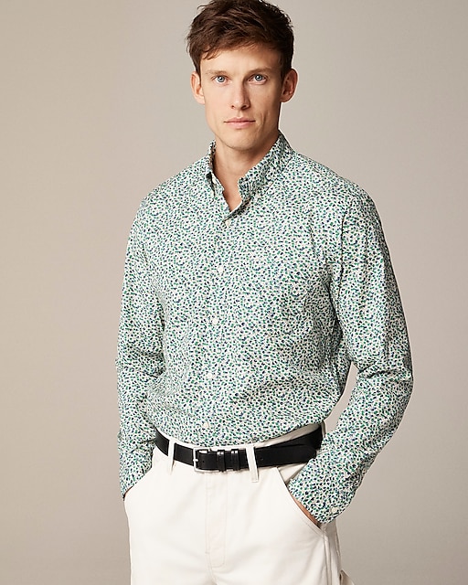mens Slim-fit Secret Wash cotton poplin shirt in print