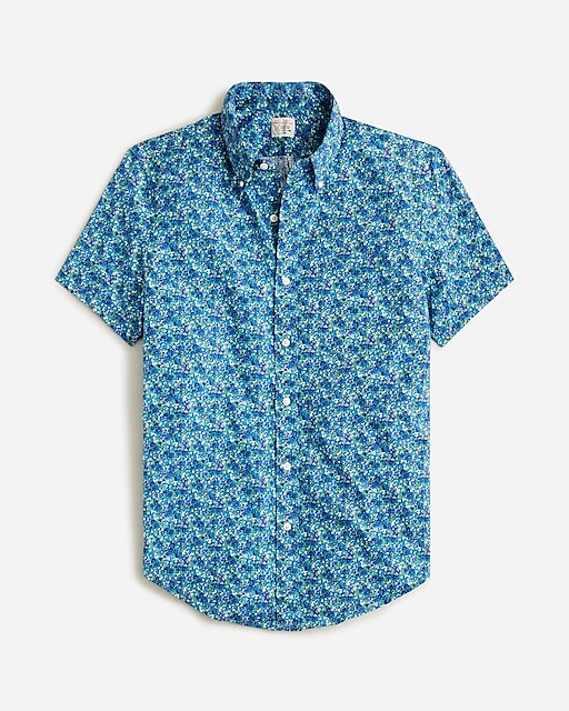  Slim-fit short-sleeve Secret Wash cotton poplin shirt