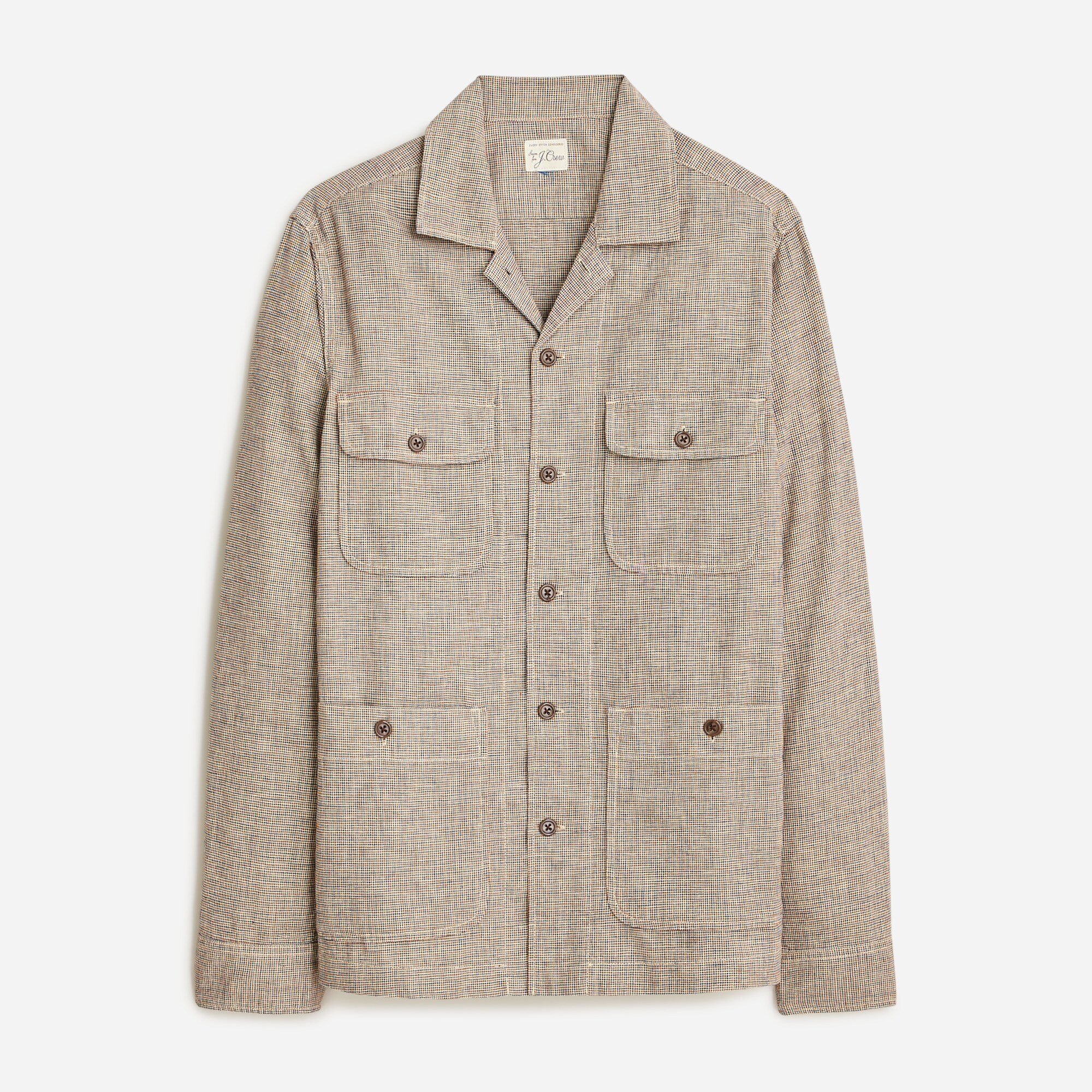 Linen-cotton Blend Four-pocket Camp-collar Overshirt For Men | J.Crew
