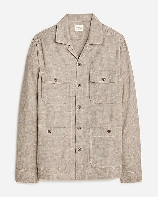 mens Linen-cotton blend four-pocket camp-collar overshirt