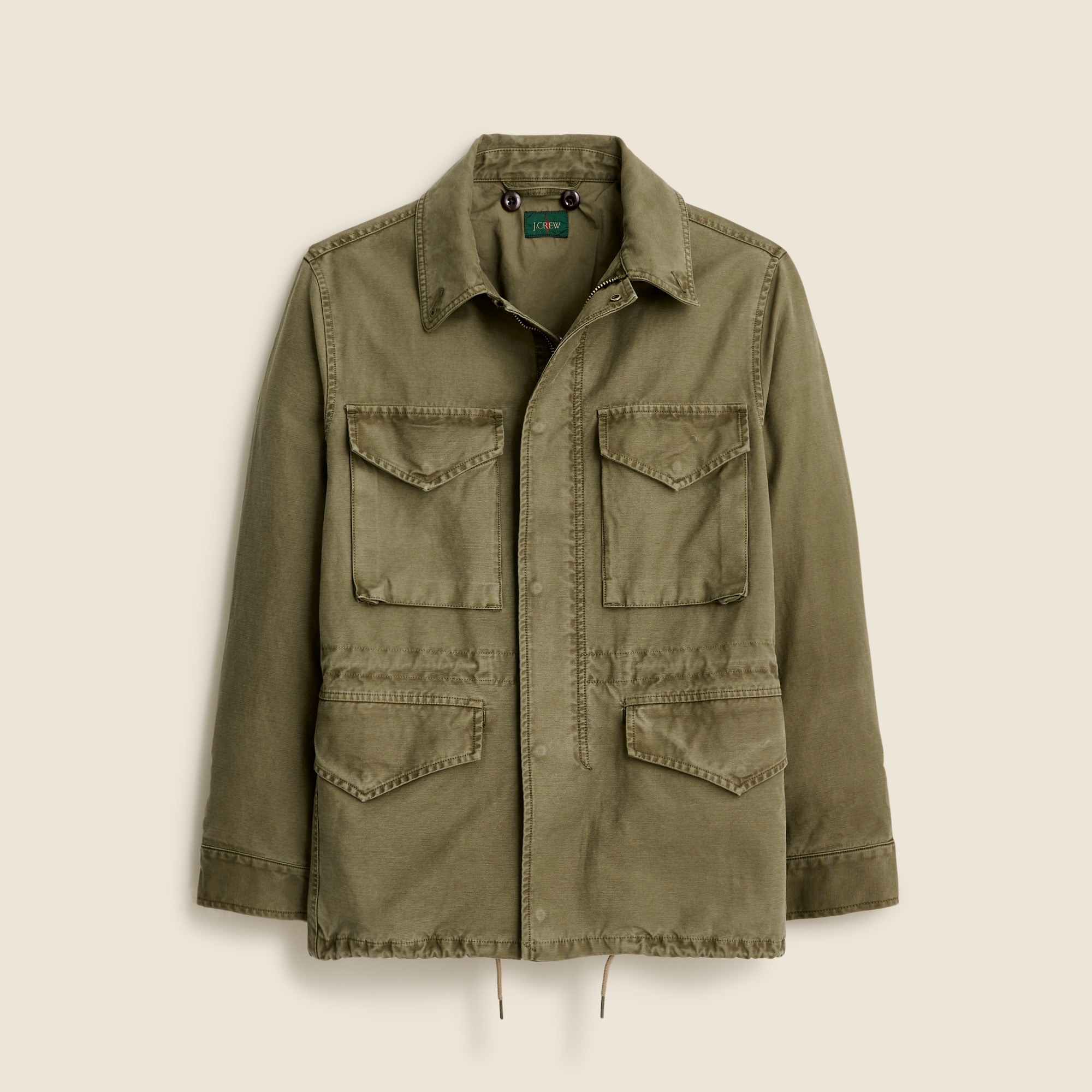 Garment-dyed field jacket in reverse cotton sateen