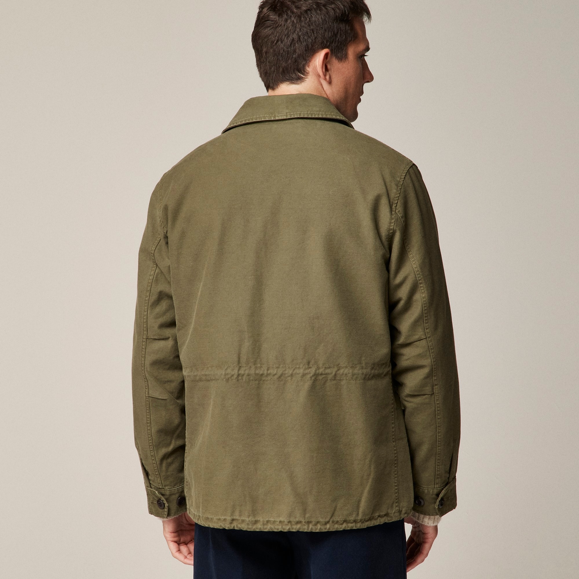 Garment-dyed field jacket in reverse cotton sateen