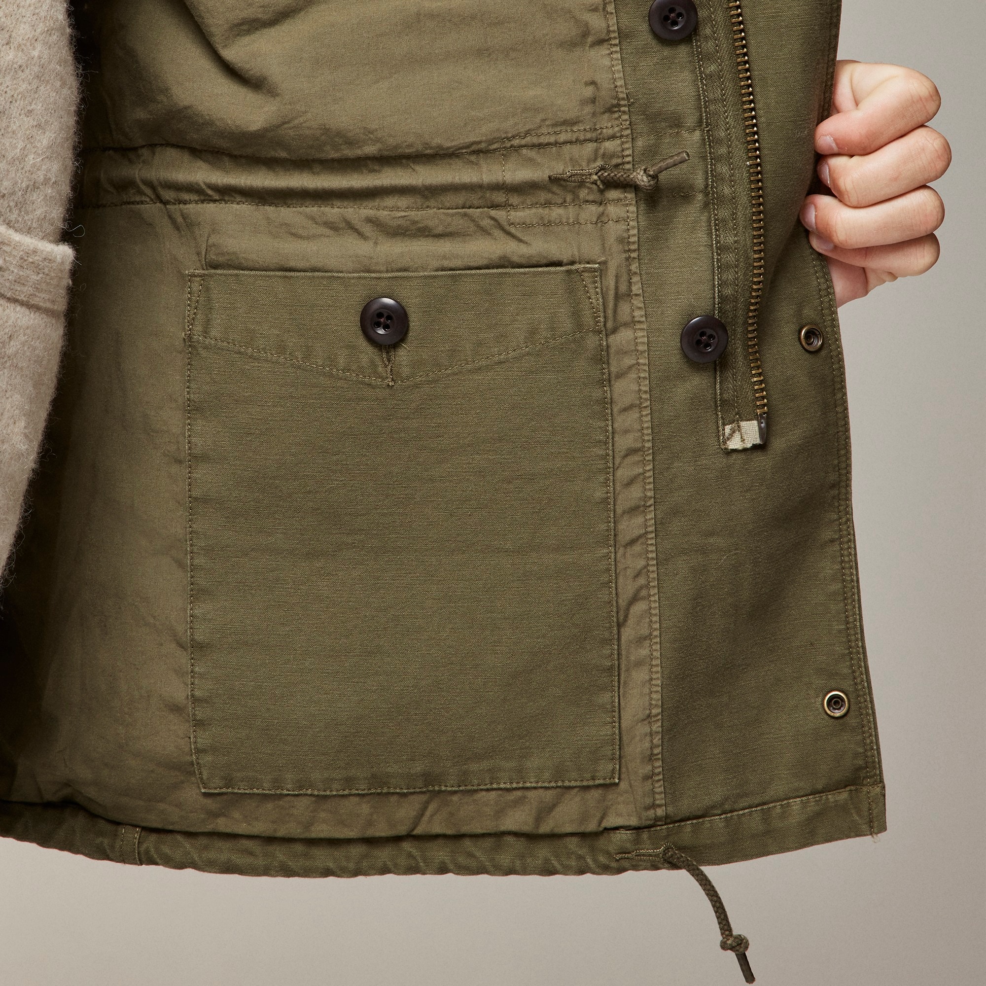 Garment-dyed field jacket in reverse cotton sateen