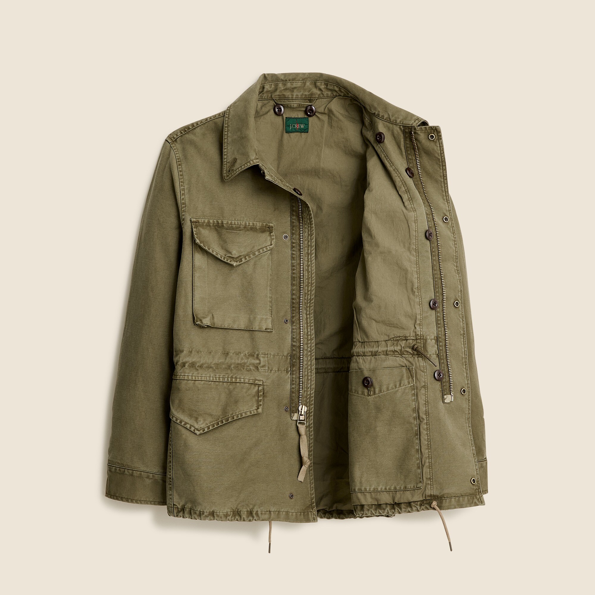 Garment-dyed field jacket in reverse cotton sateen