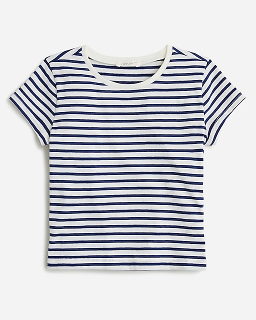  Girls' shrunken T-shirt in striped vintage jersey