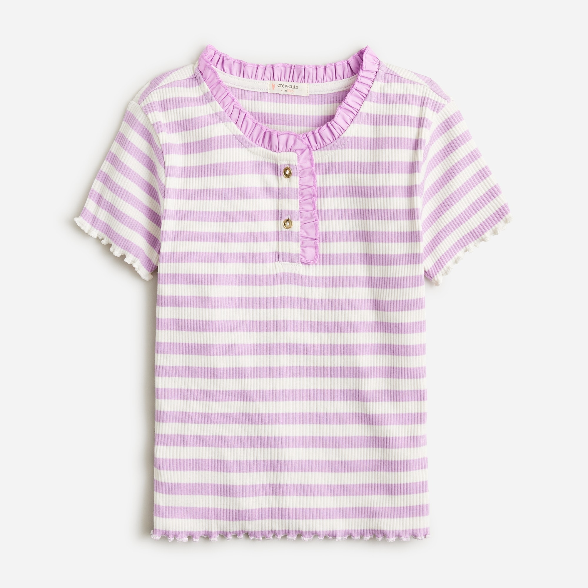 girls Girls' vintage rib ruffle-trim T-shirt in stripe