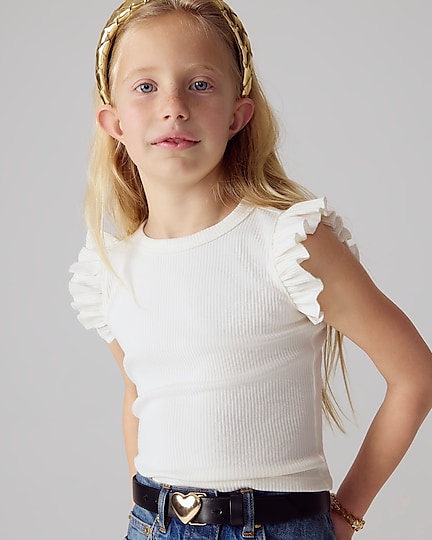j.crew: girls' flutter-sleeve tank top in vintage rib for girls