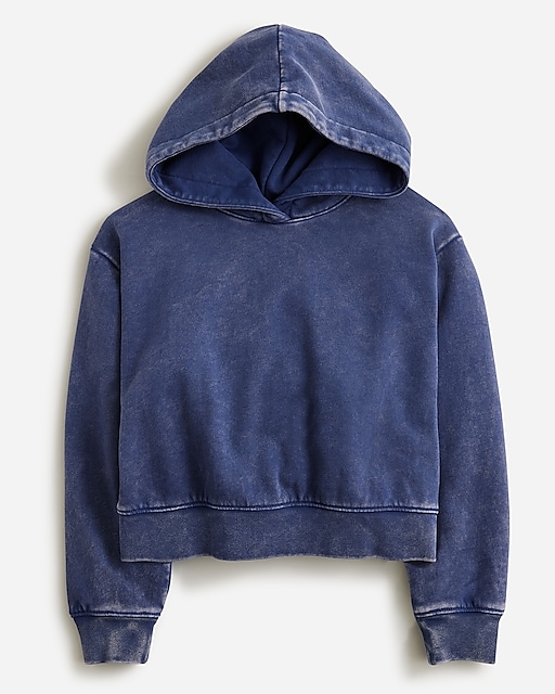  Girls' cropped garment-dyed hoodie