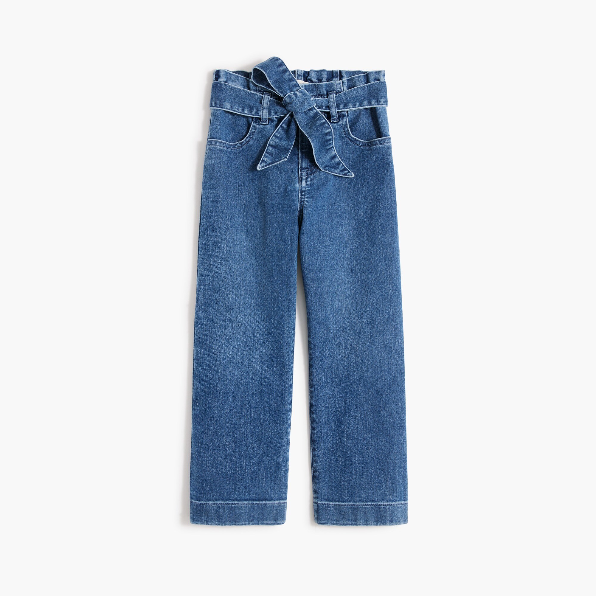 Girls' tie-waist paper-bag jean